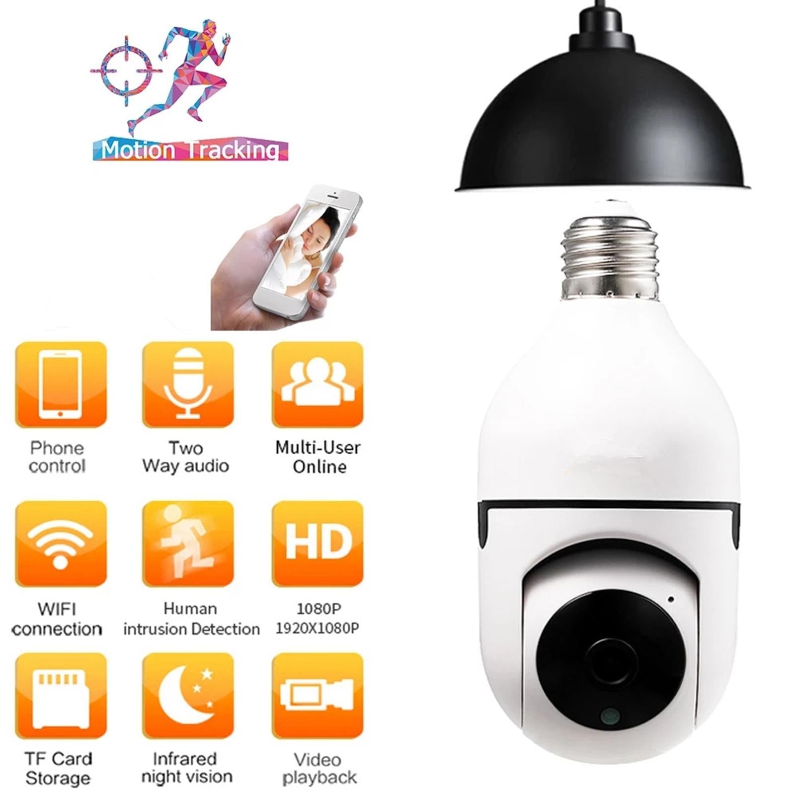 Light Bulb 2.4GHz WiFi Camera IP Camera Night Vision Alarm Pet Monitor