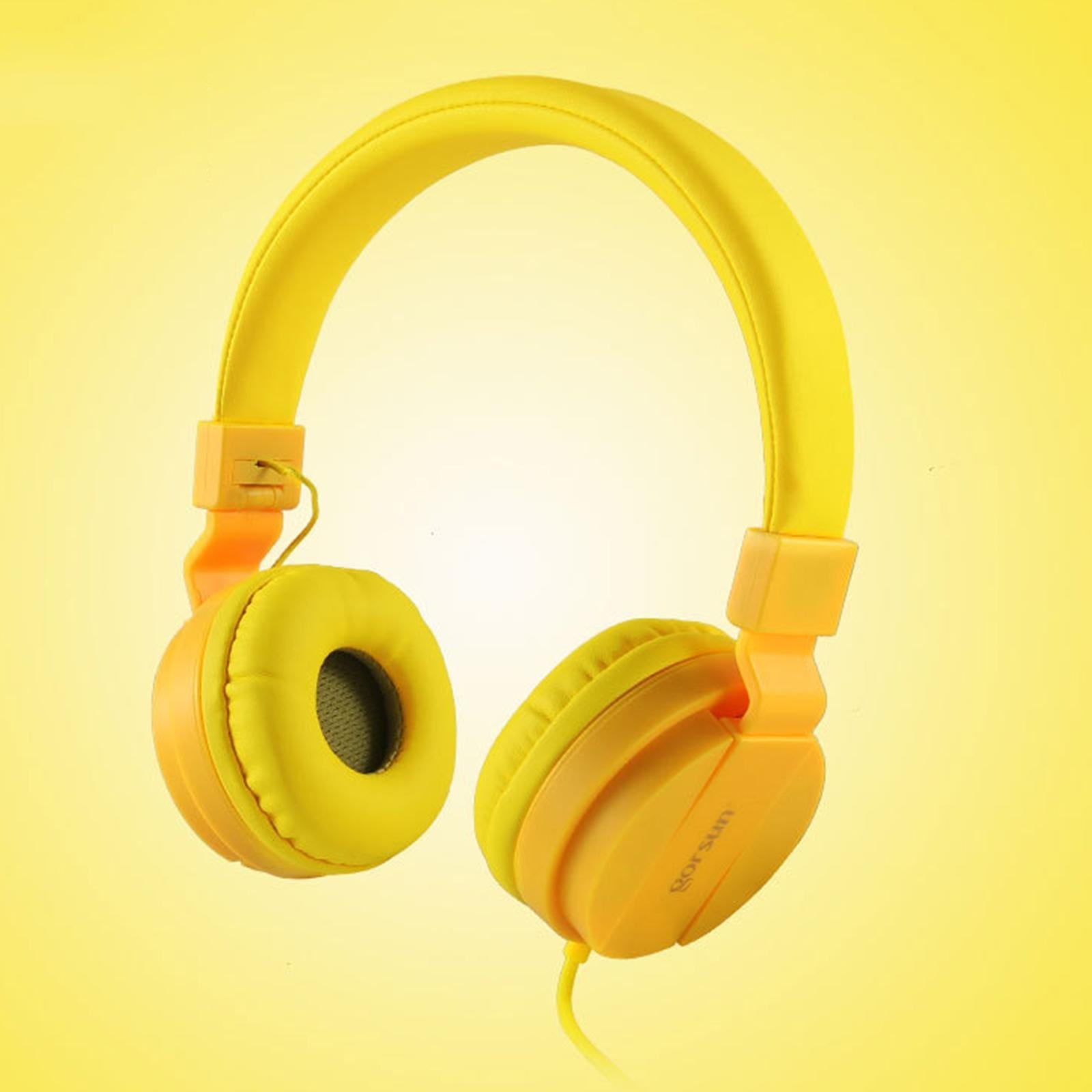 Over-Ear Headphone 3.5mm Foldable for Recording Cellphone Office Comfortable Yellow