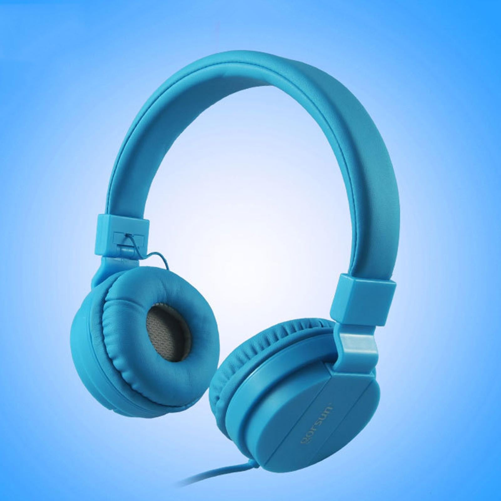 Over-Ear Headphone 3.5mm Foldable for Recording Cellphone Office Comfortable Blue