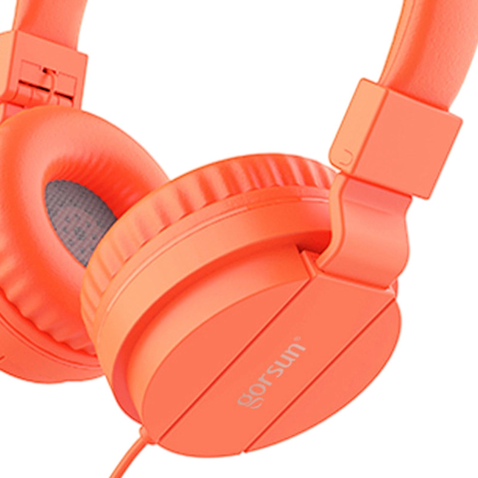 Over-Ear Headphone 3.5mm Foldable for Recording Cellphone Office Comfortable Orange