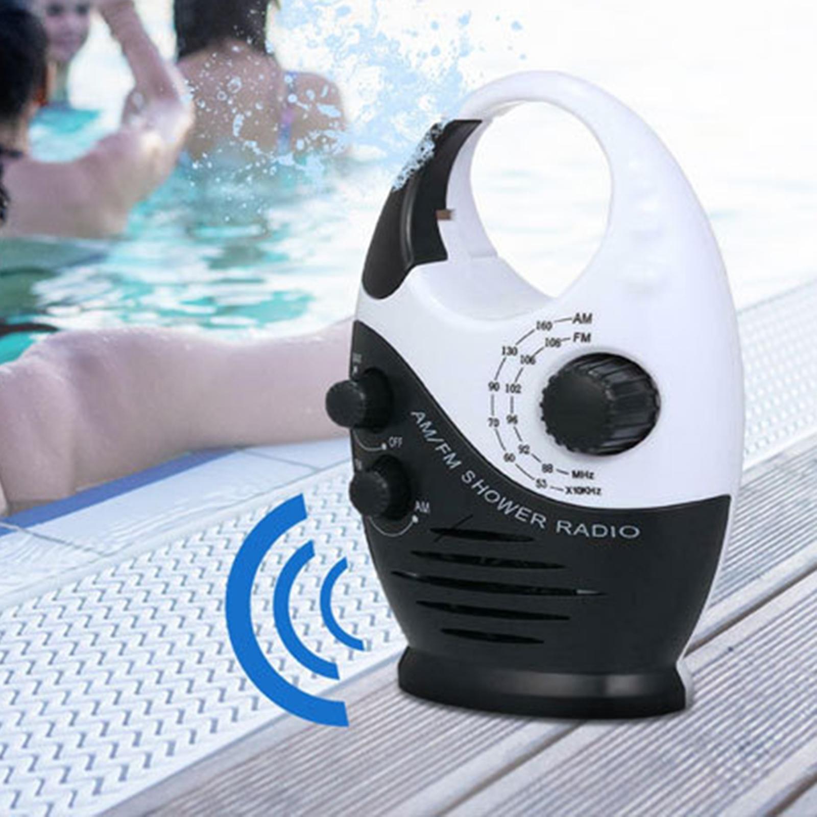 Portable Hanging Bathroom Shower Radio AM FM Waterproof Top Handle Blue