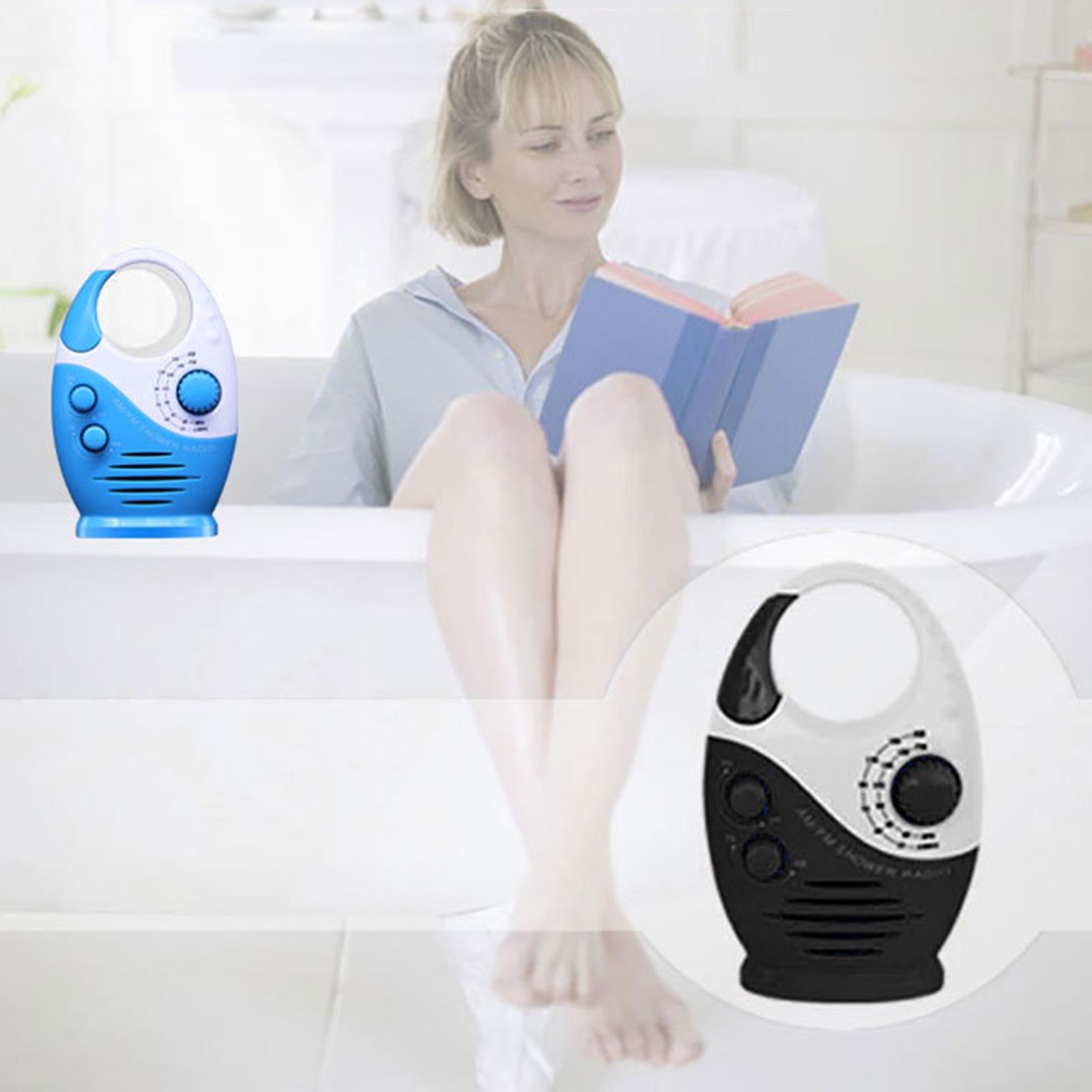 Portable Hanging Bathroom Shower Radio AM FM Waterproof Top Handle Blue