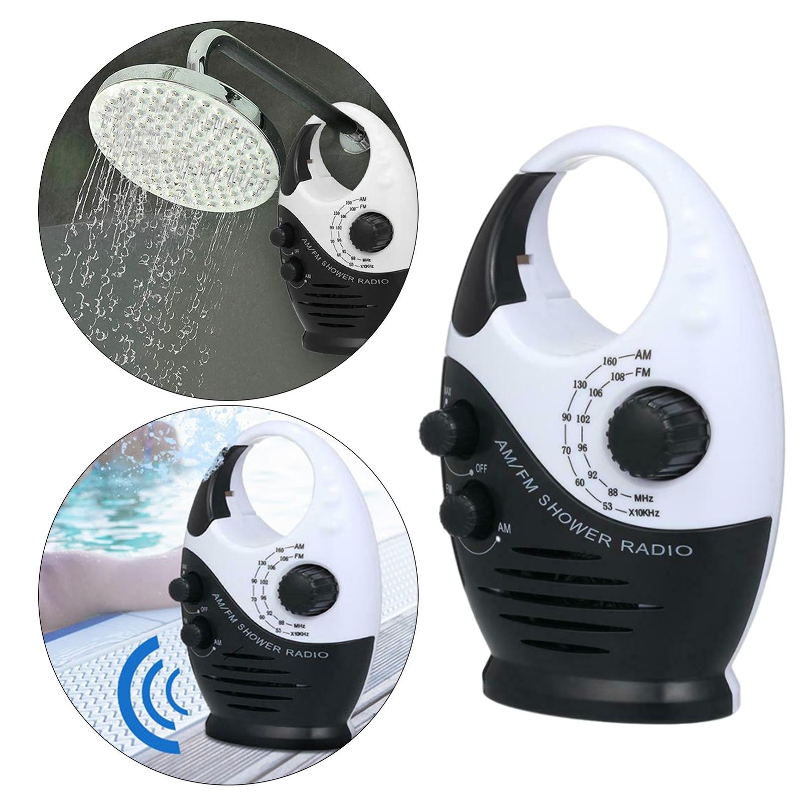 Portable Hanging Bathroom Shower Radio AM FM Waterproof Top Handle Black