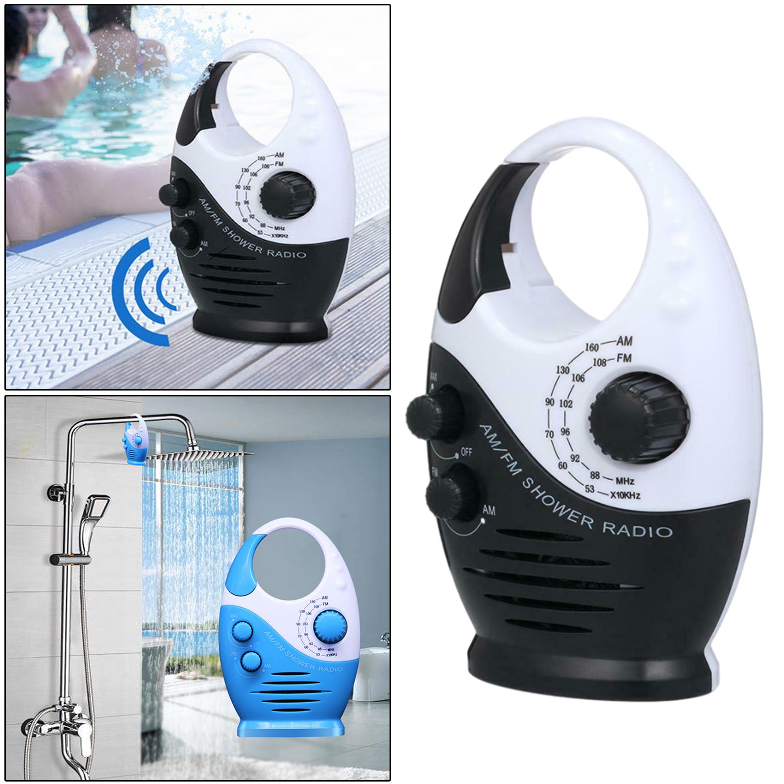 Portable Hanging Bathroom Shower Radio AM FM Waterproof Top Handle Black