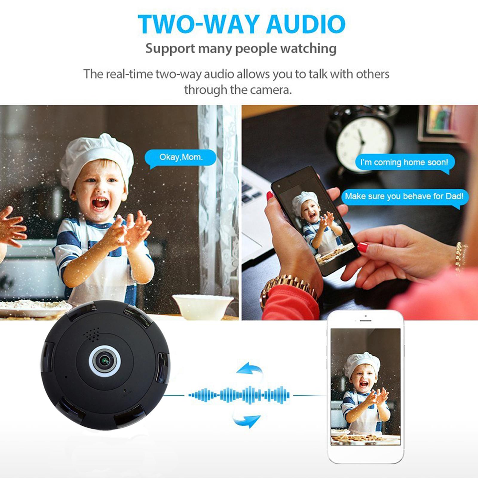 Panoramic Wireless IP Camera Support SD Card 1080P HD for Elder Baby EU Plug