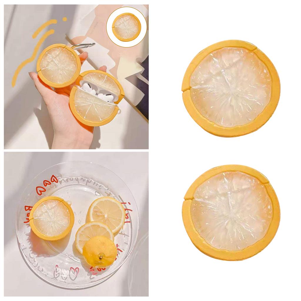 Kawaii Lemon Wireless Headset Charger Case Carrying Pouch for 1 2 earphone