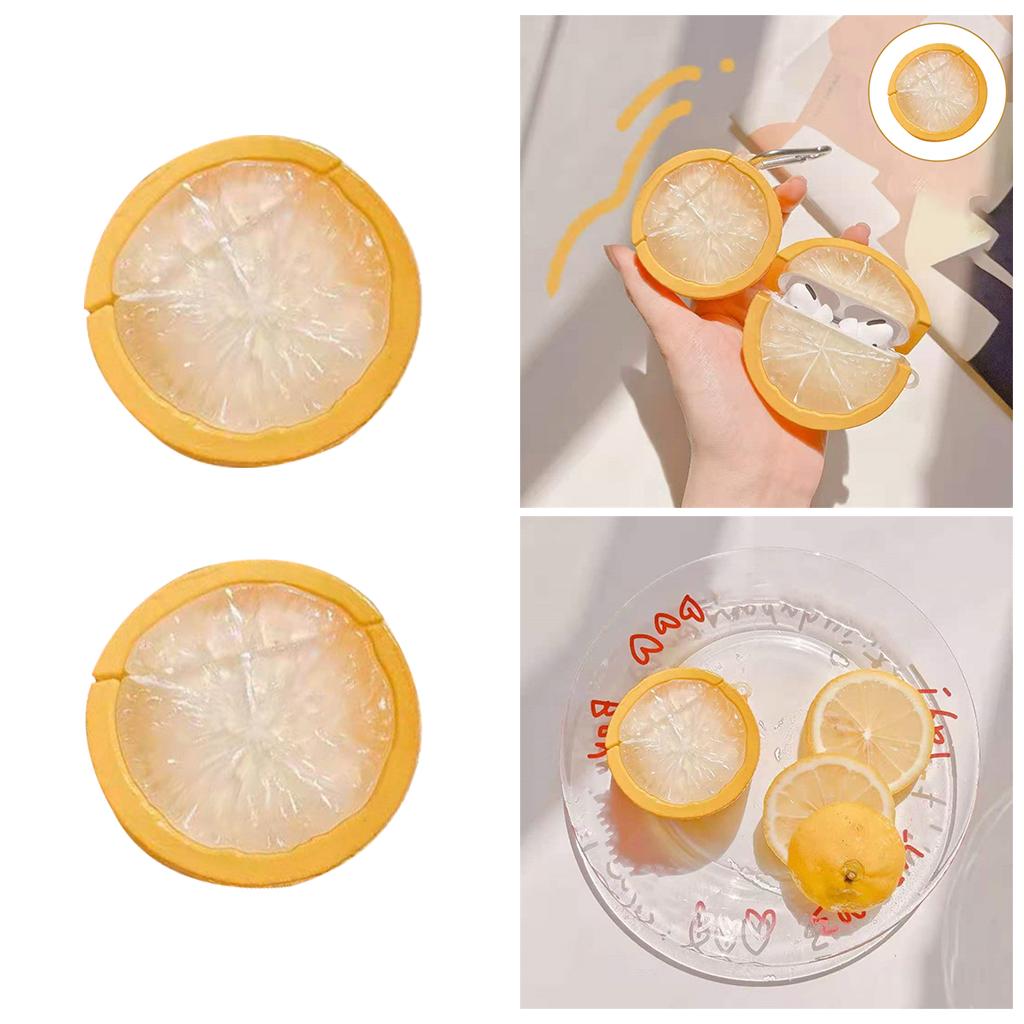 Kawaii Lemon Wireless Headset Charger Case Carrying Pouch for 1 2 earphone