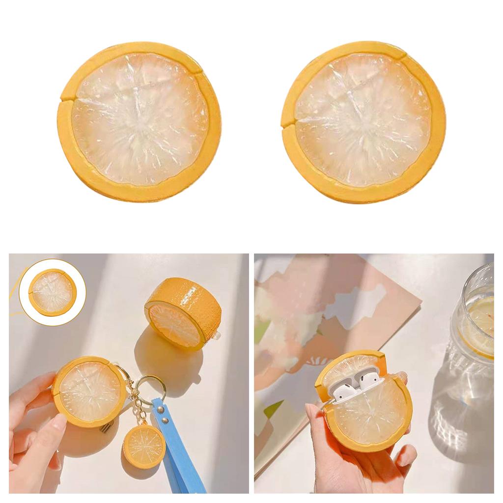 Kawaii Lemon Wireless Headset Charger Case Carrying Pouch for 1 2 earphone