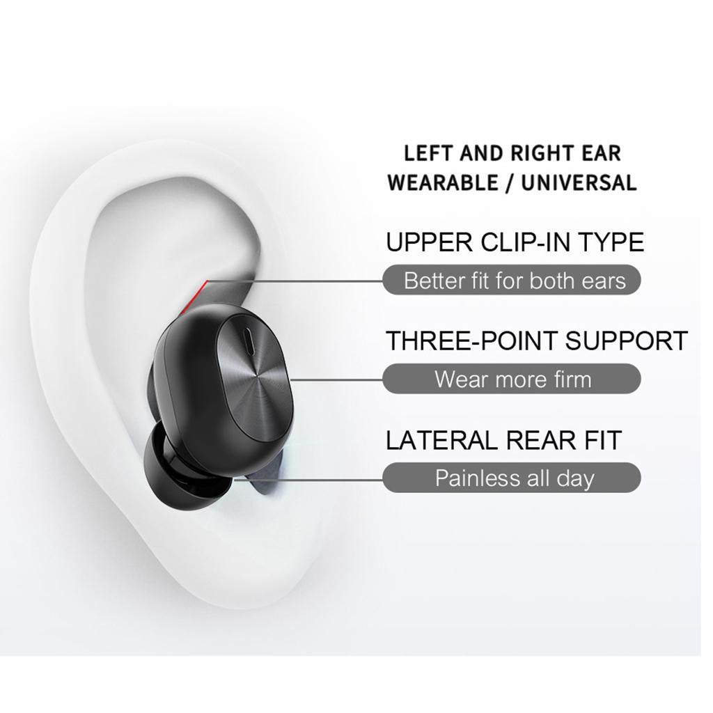 Single Bluetooth 5.0 Earbud Wireless Earphone Headset Headphone with Mic White