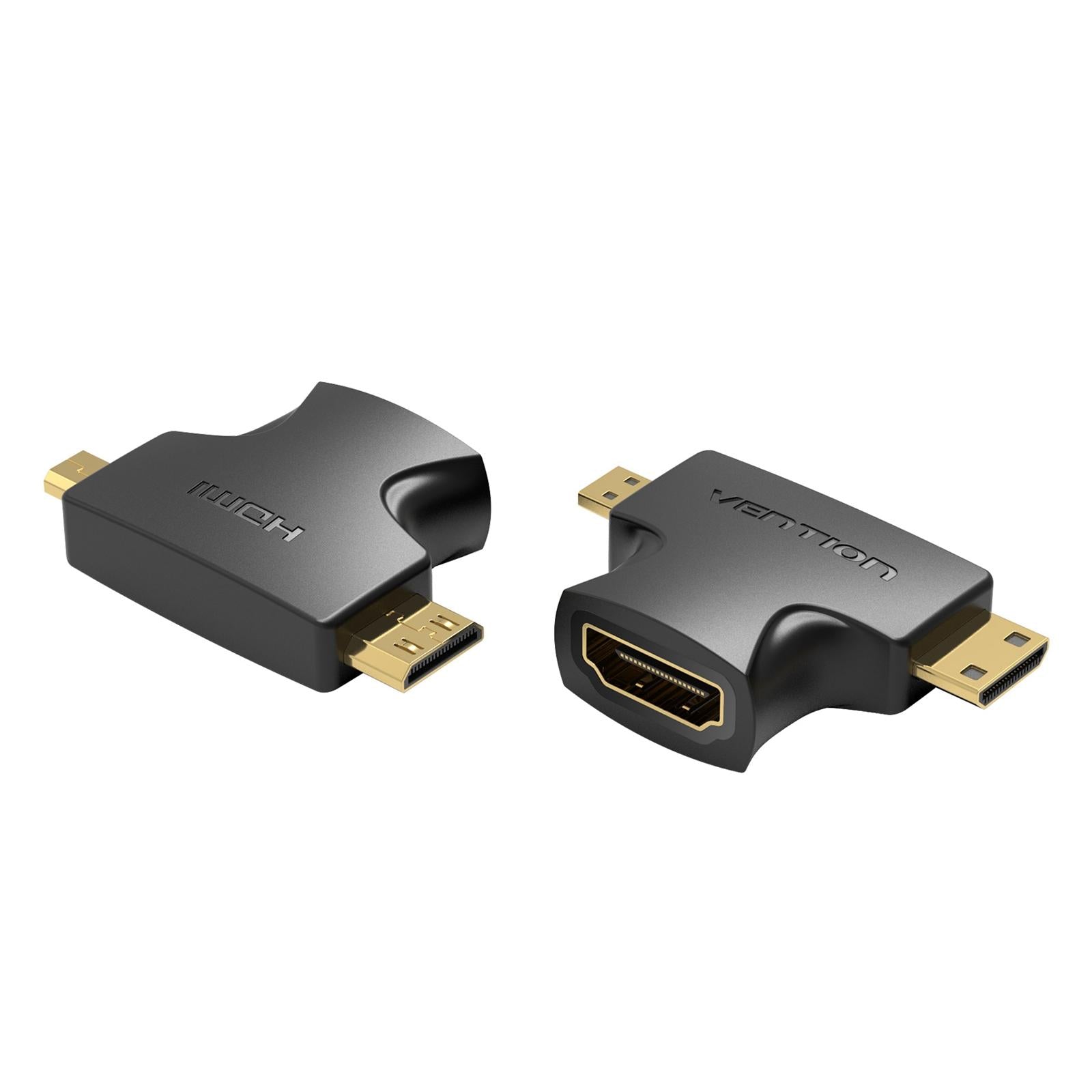 3 in 1 HDMI Female to Mini HDMI Male & Micro HDMI Male Adapter Converter