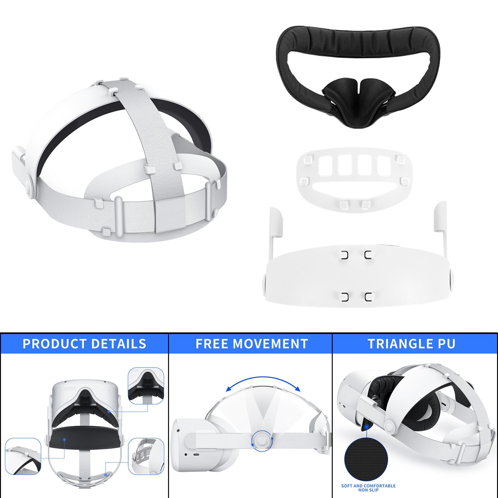 Adjustable VR Head Strap Headband Fixing Strap Fits for Quest 2