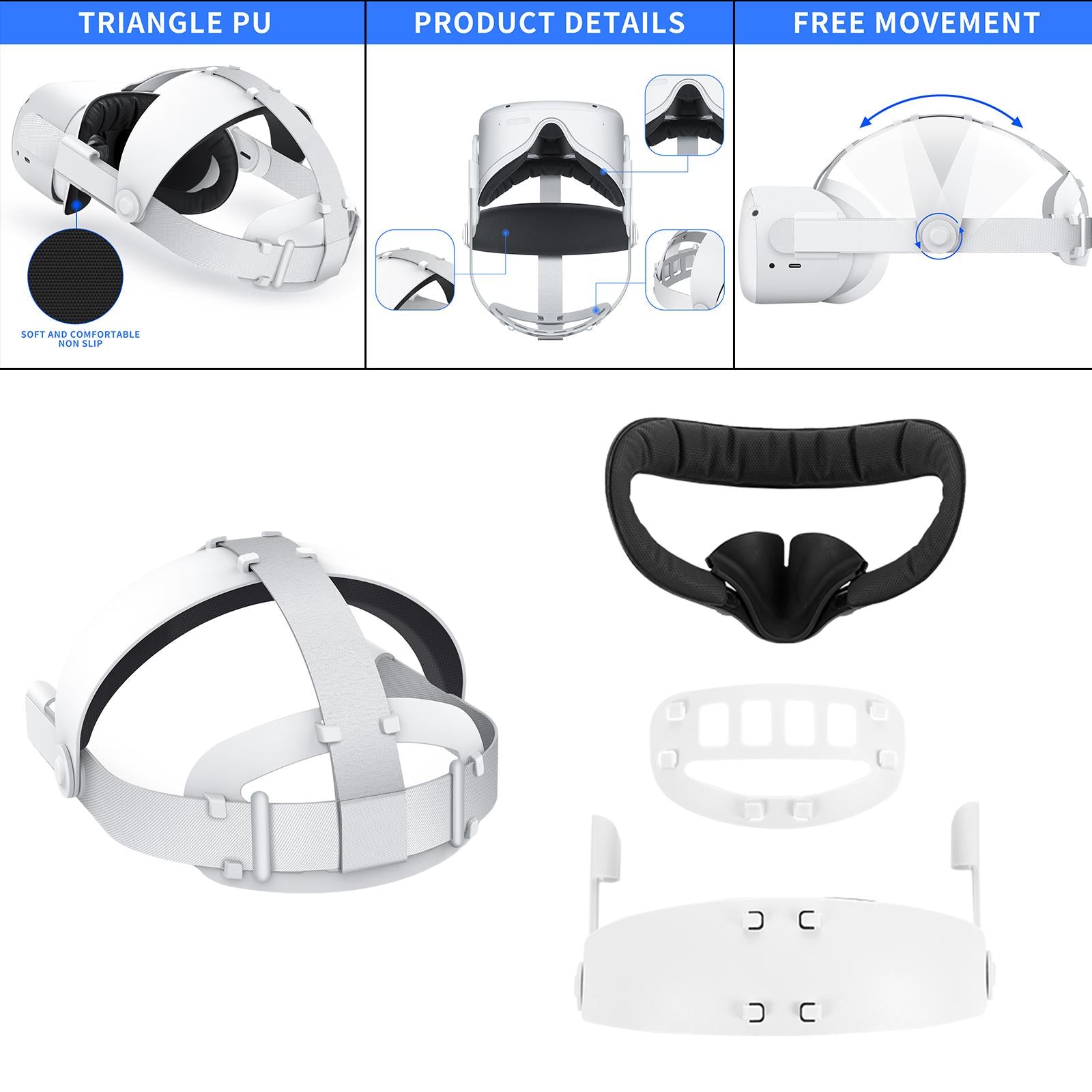 Adjustable VR Head Strap Headband Fixing Strap Fits for Quest 2