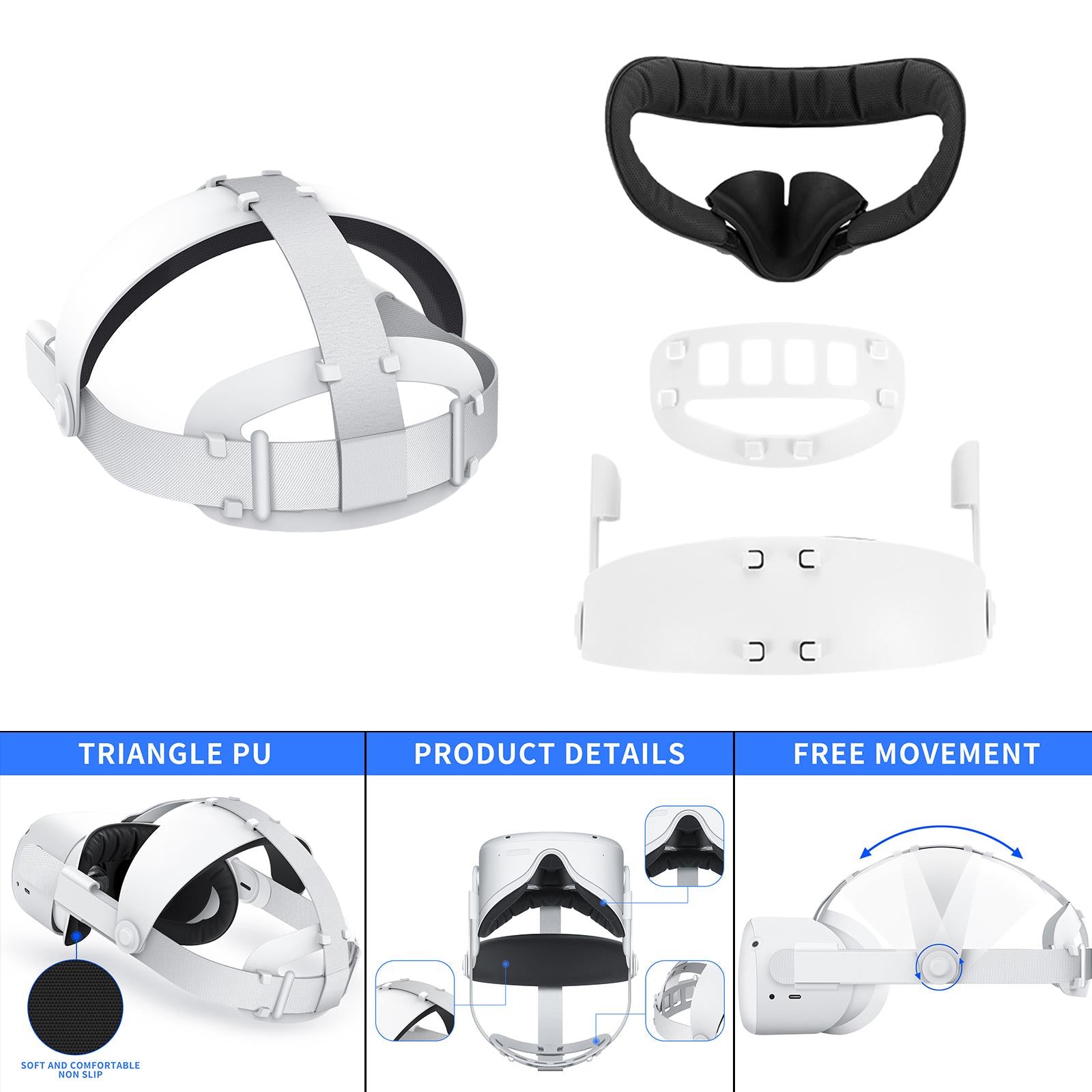 Adjustable VR Head Strap Headband Fixing Strap Fits for Quest 2