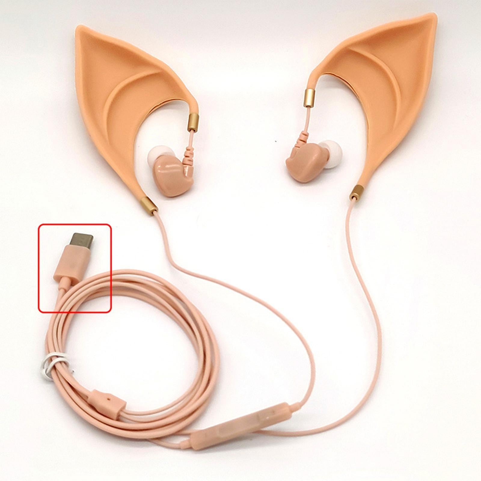 Elf Earbuds Headphones Elegant Cosplay Headset Hands-Free for Girl Women Type-c interface