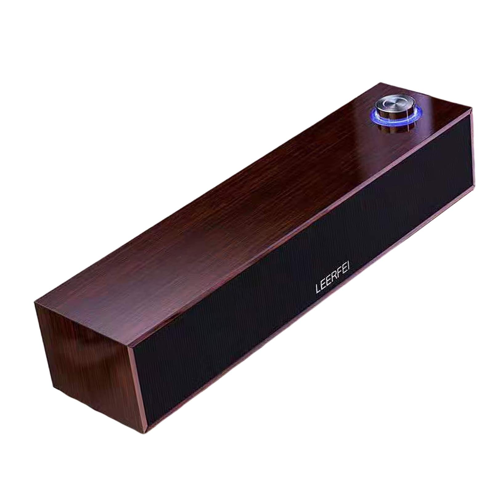 Wired Bluetooth 5.0 Speaker Wireless Booming Bass for Dorm Room Televisions Yellow Wood Grain