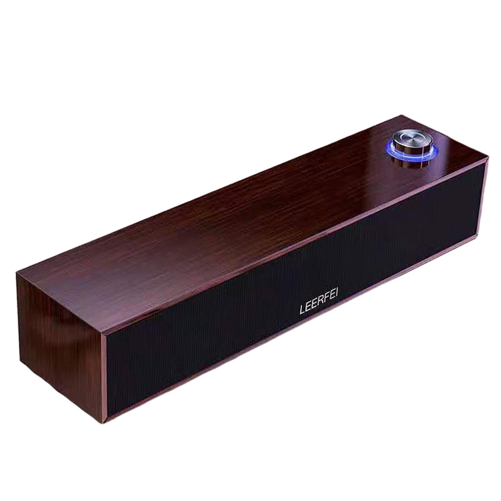 Wired Bluetooth 5.0 Speaker Wireless Booming Bass for Dorm Room Televisions Yellow Wood Grain