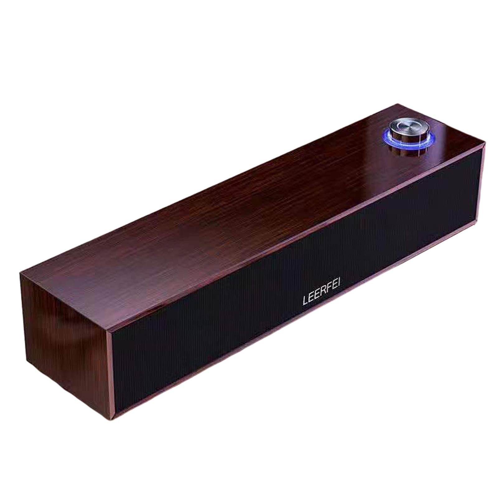 Wired Bluetooth 5.0 Speaker Wireless Booming Bass for Dorm Room Televisions Yellow Wood Grain