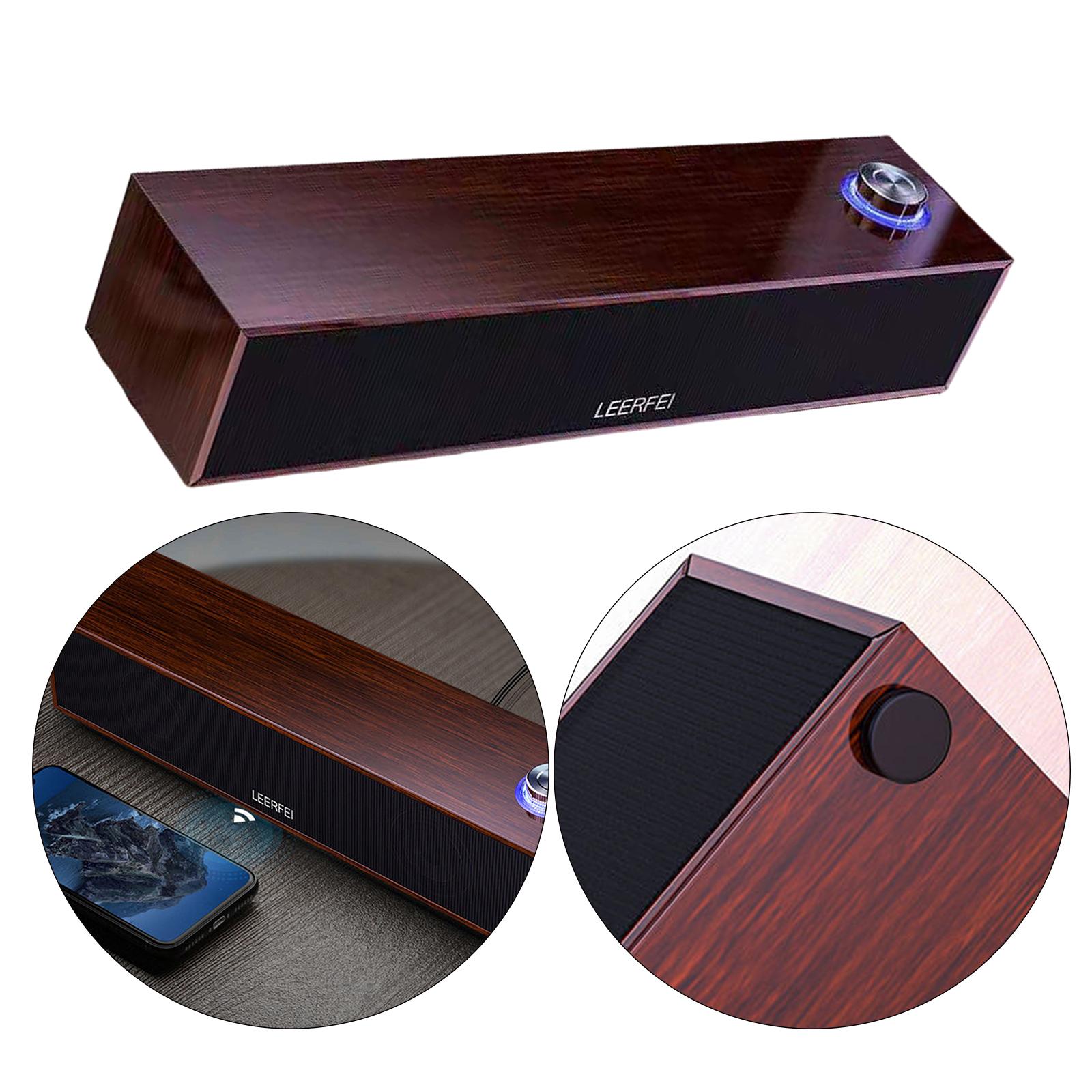 Wired Bluetooth 5.0 Speaker Wireless Booming Bass for Dorm Room Televisions Yellow Wood Grain