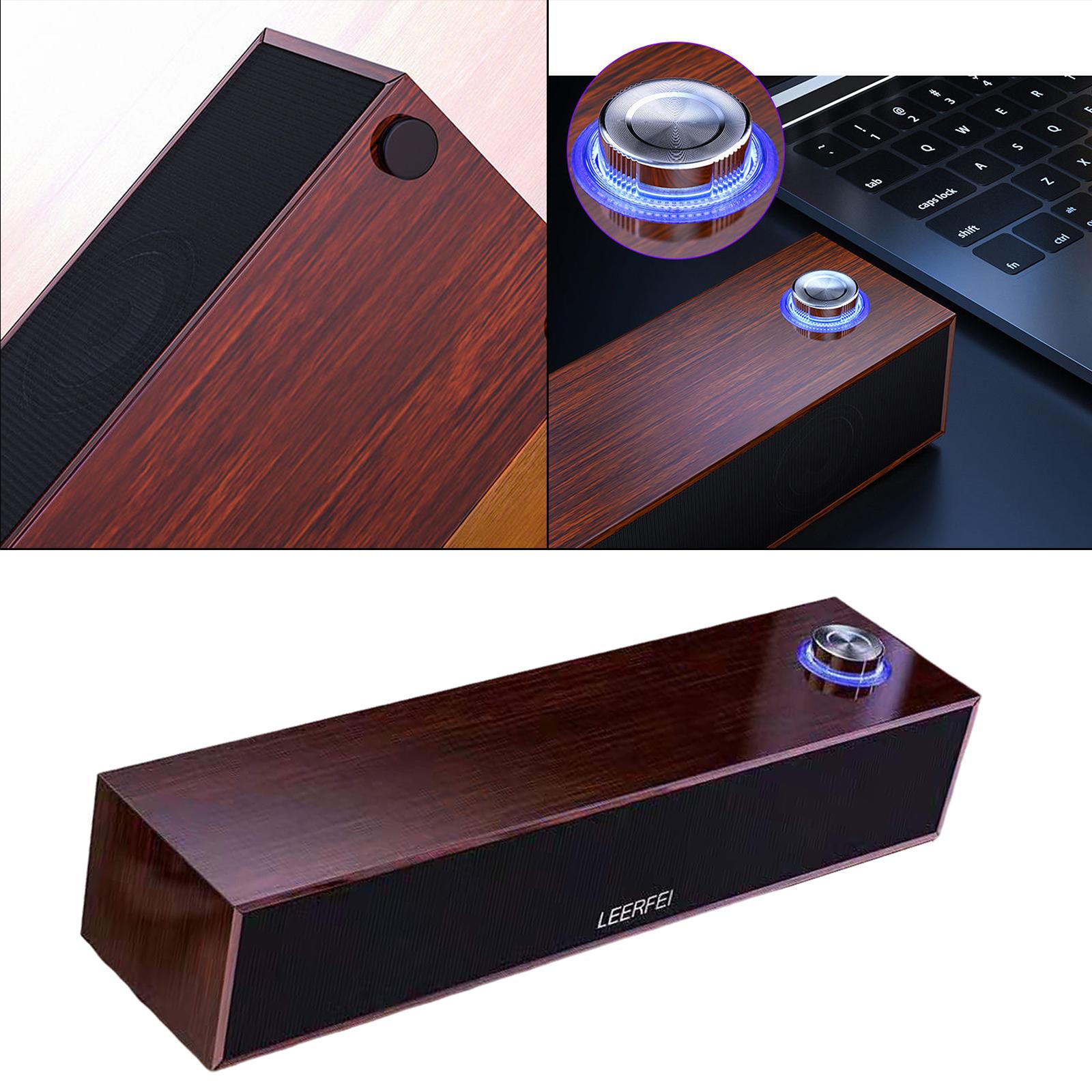 Wired Bluetooth 5.0 Speaker Wireless Booming Bass for Dorm Room Televisions Yellow Wood Grain