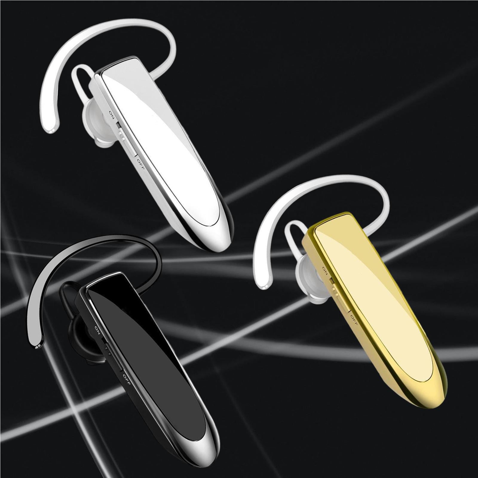 Bluetooth Headset Wireless Earpiece Business Workout Trucker Driving  White