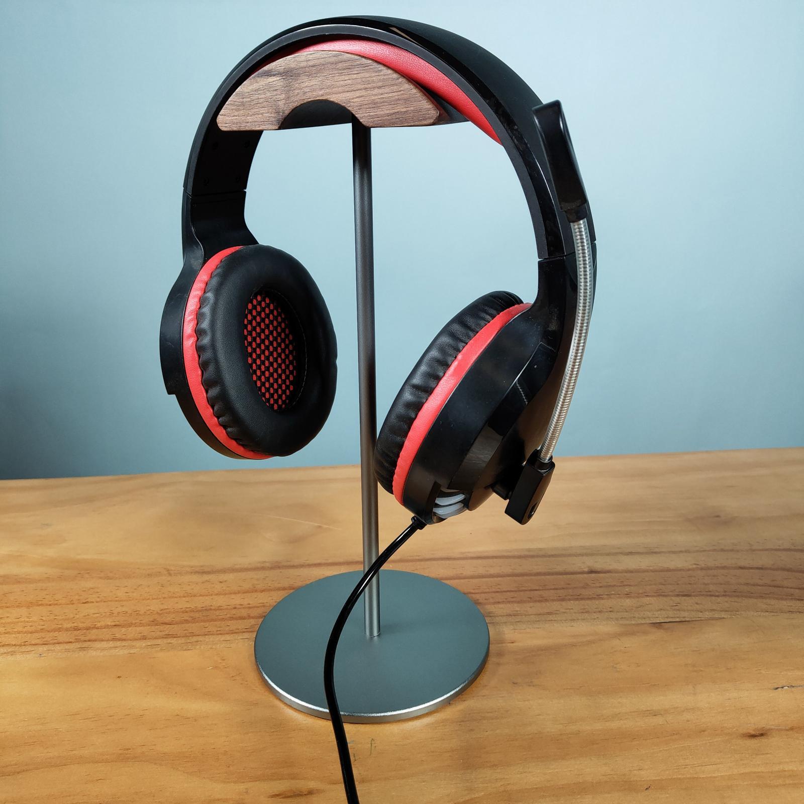 Headphone Stand Natural Wood Display Gifts Mount for Headphones Gray