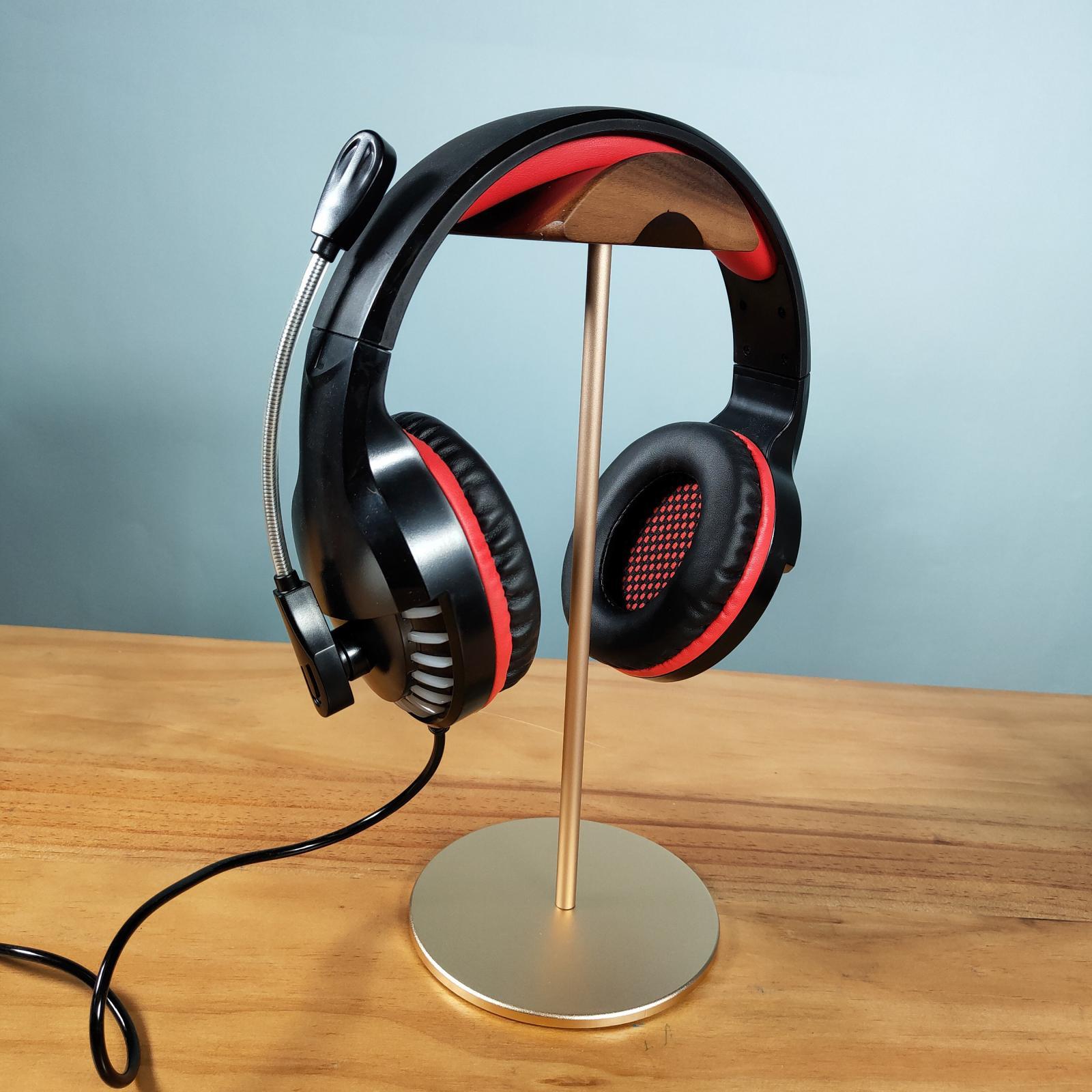 Headphone Stand Natural Wood Display Gifts Mount for Headphones Gold