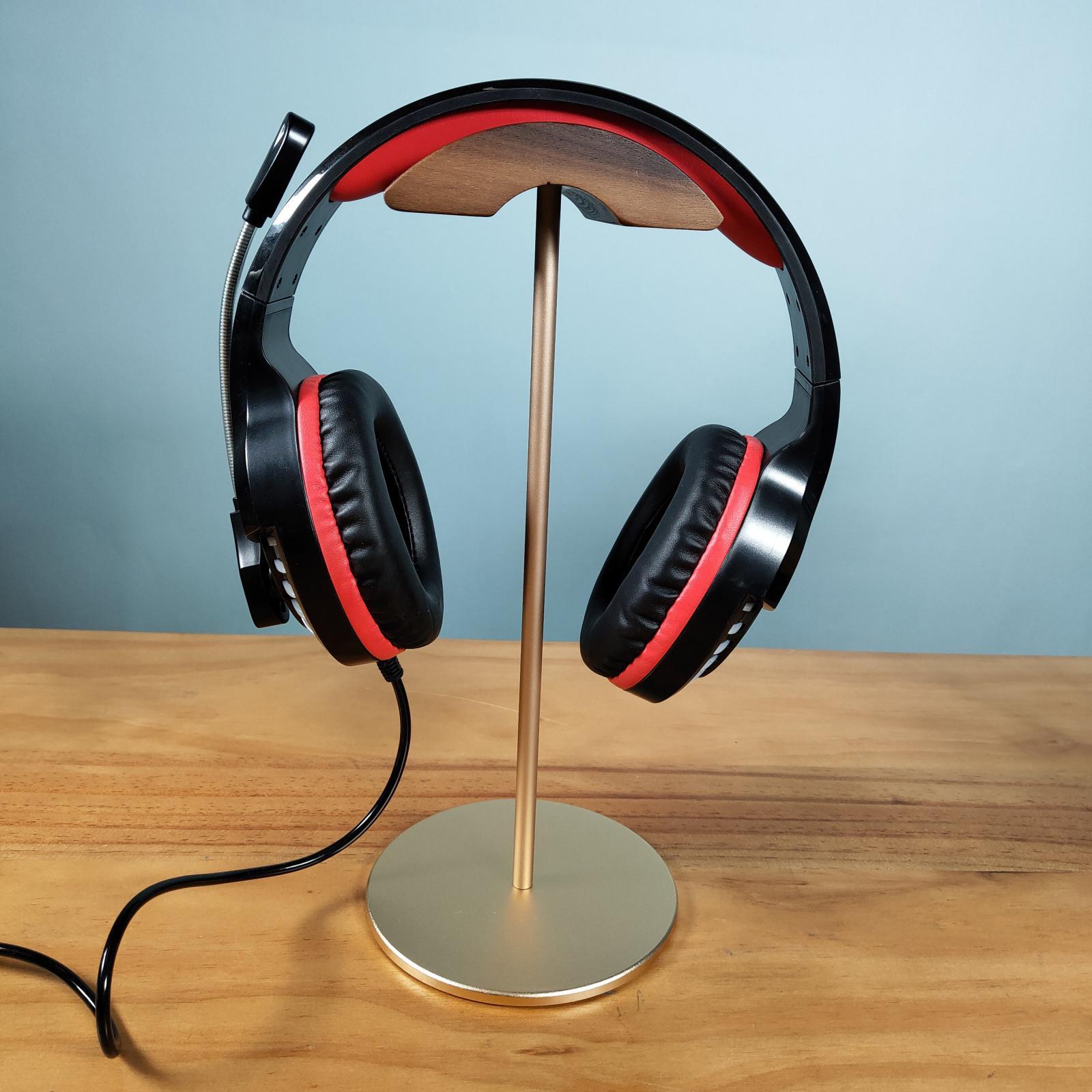 Headphone Stand Natural Wood Display Gifts Mount for Headphones Gold