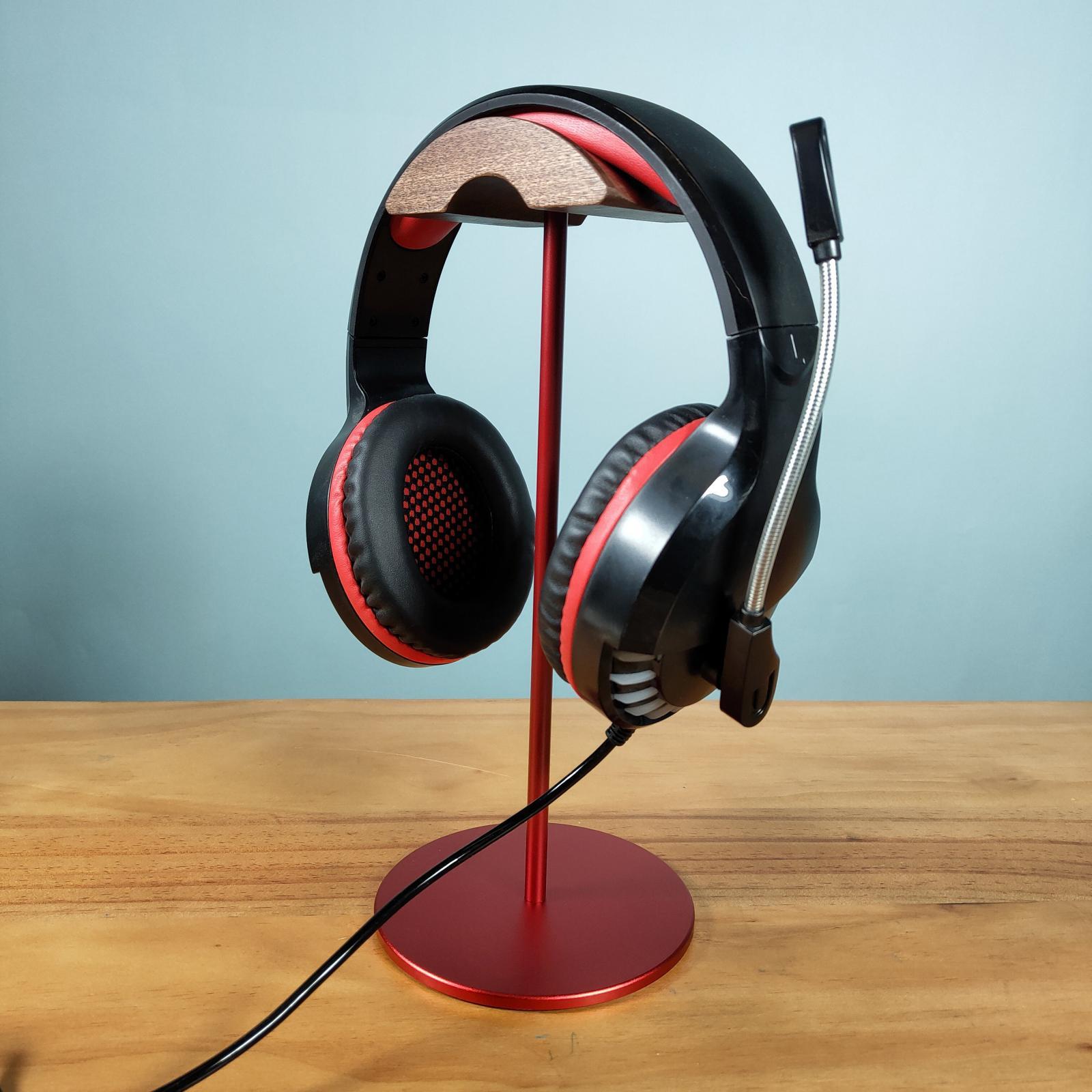 Headphone Stand Natural Wood Display Gifts Mount for Headphones Red