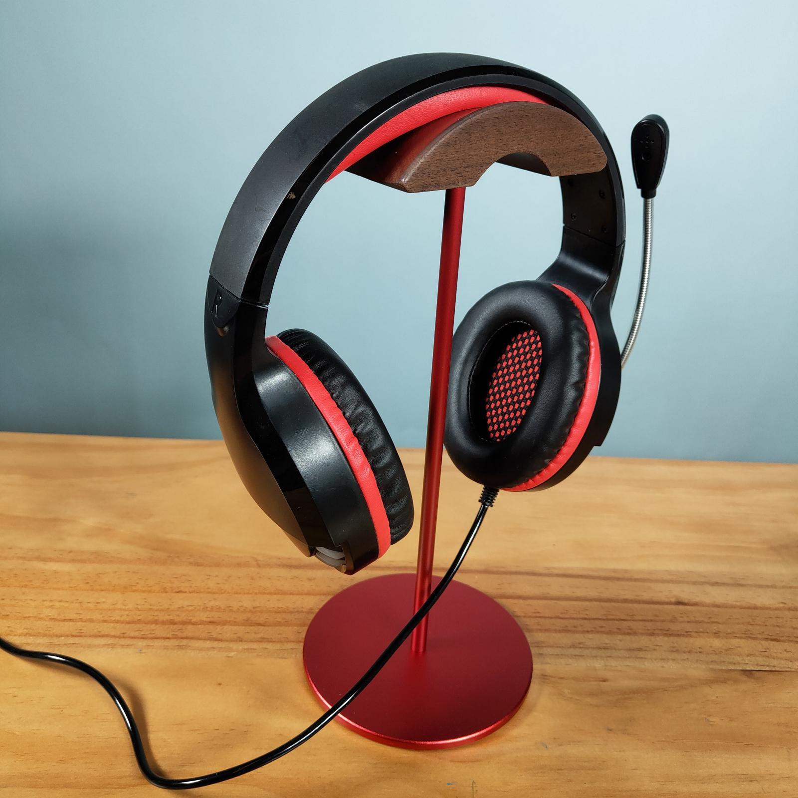 Headphone Stand Natural Wood Display Gifts Mount for Headphones Red