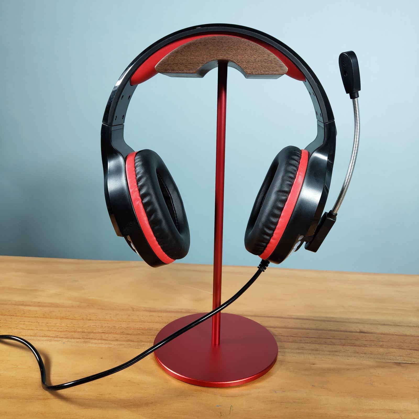 Headphone Stand Natural Wood Display Gifts Mount for Headphones Red