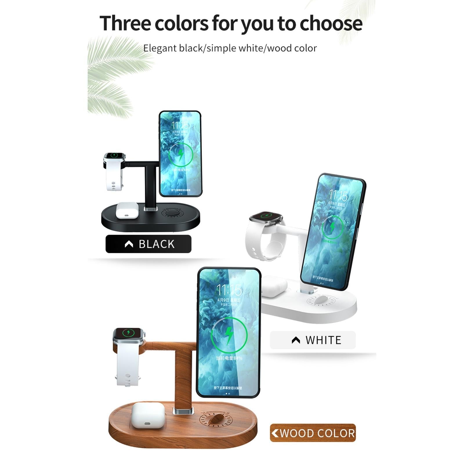 Charging Station /Stand/Dock for Apple Watch SE/6/5/4/3/2/1 iPhone12 Pro Max Custom wood Grain