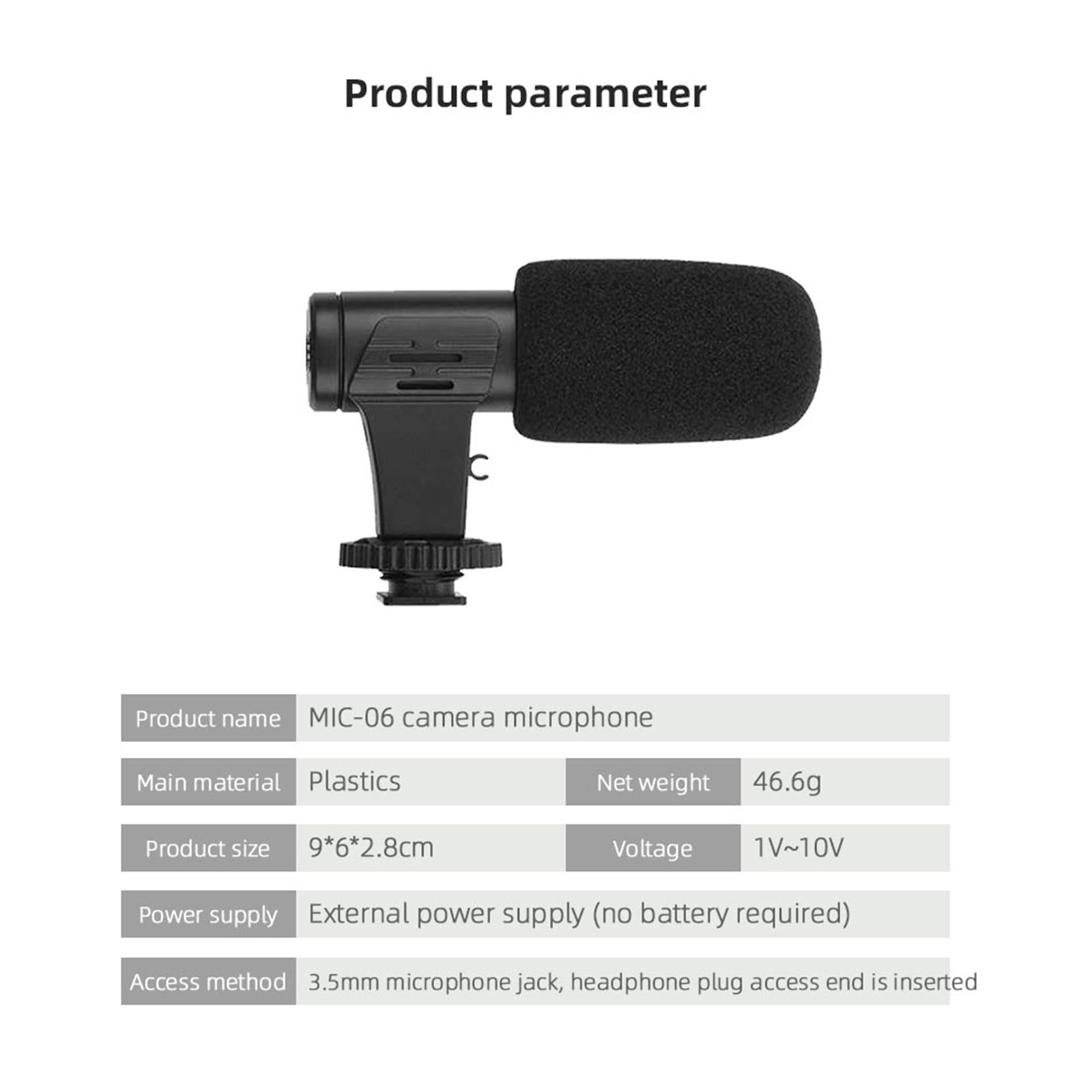 Camera Recording Mic Anti-Shock Compact Video Microphone for DSLR Tablet