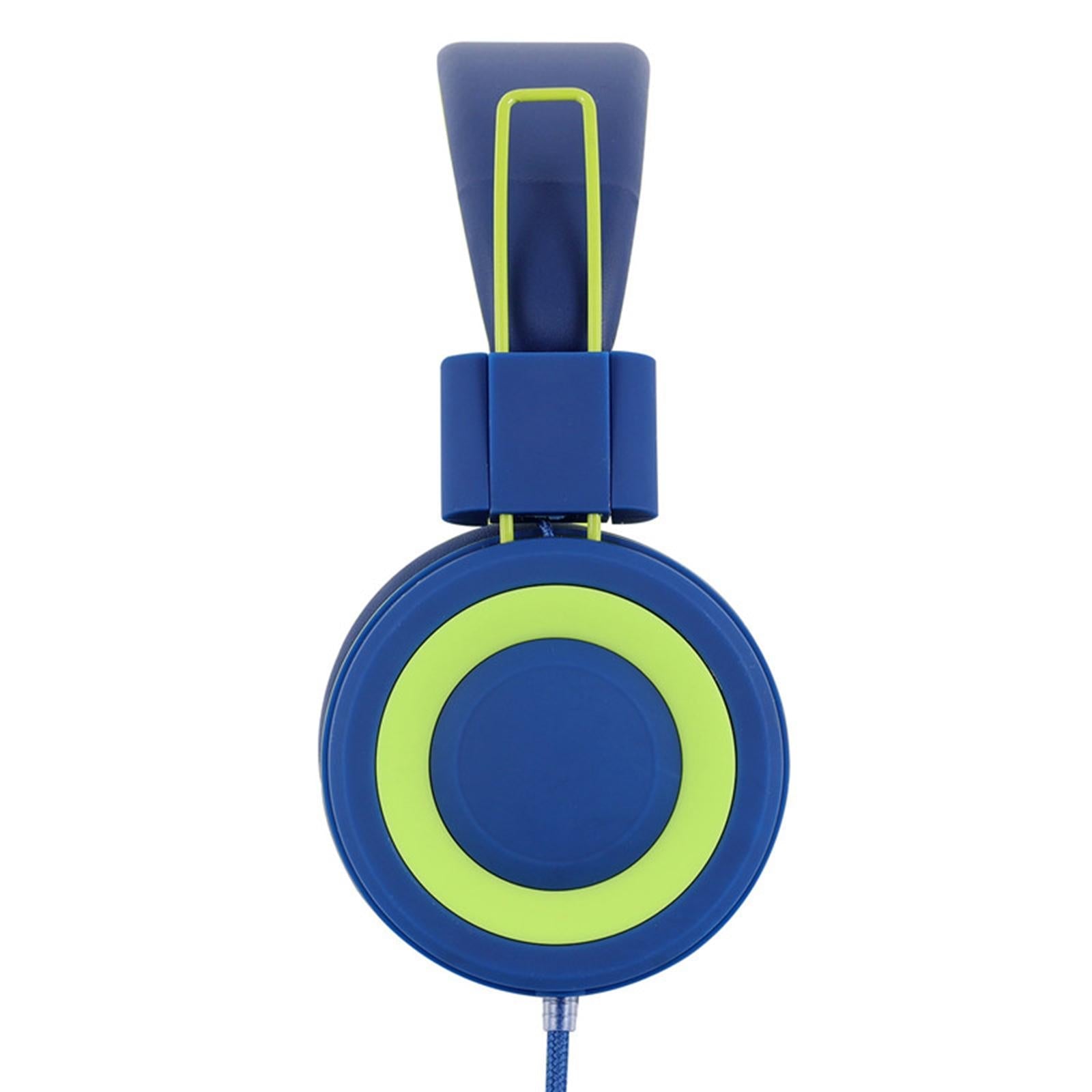 On-Ear Wired Headset Noise Cancellation 3.5mm Socket for School Travel Kids Blue Green