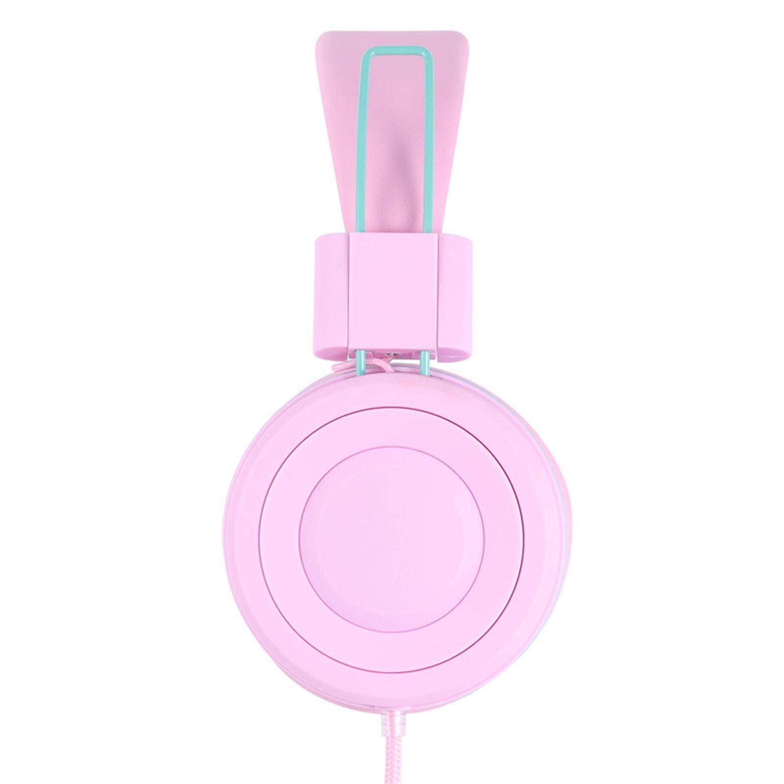 On-Ear Wired Headset Noise Cancellation 3.5mm Socket for School Travel Kids Pink