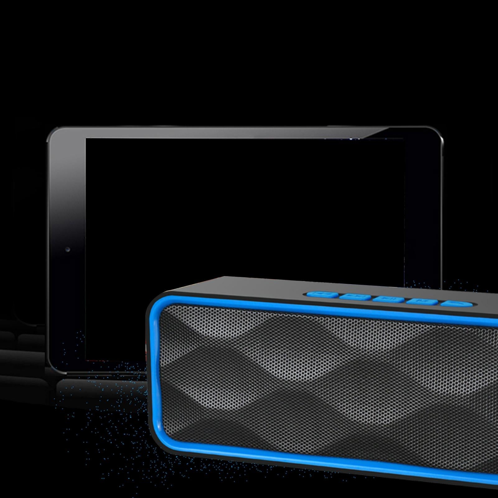 Protable Bluetooth Speaker with FM Radio USB AUX for Smartphones  Blue