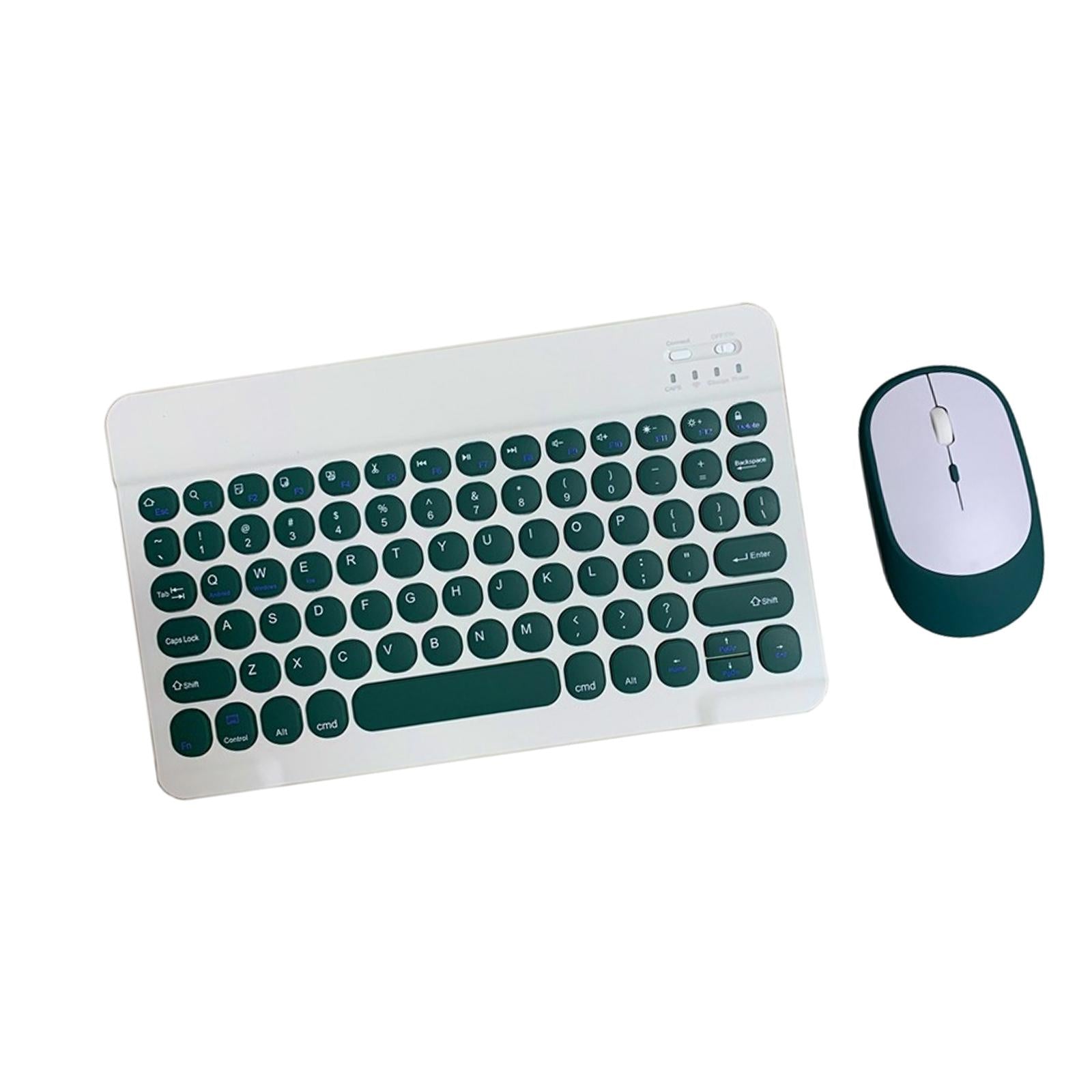 Round Keycap Wireless Bluetooth Keyboard for Phones Laptop Blue with Mouse