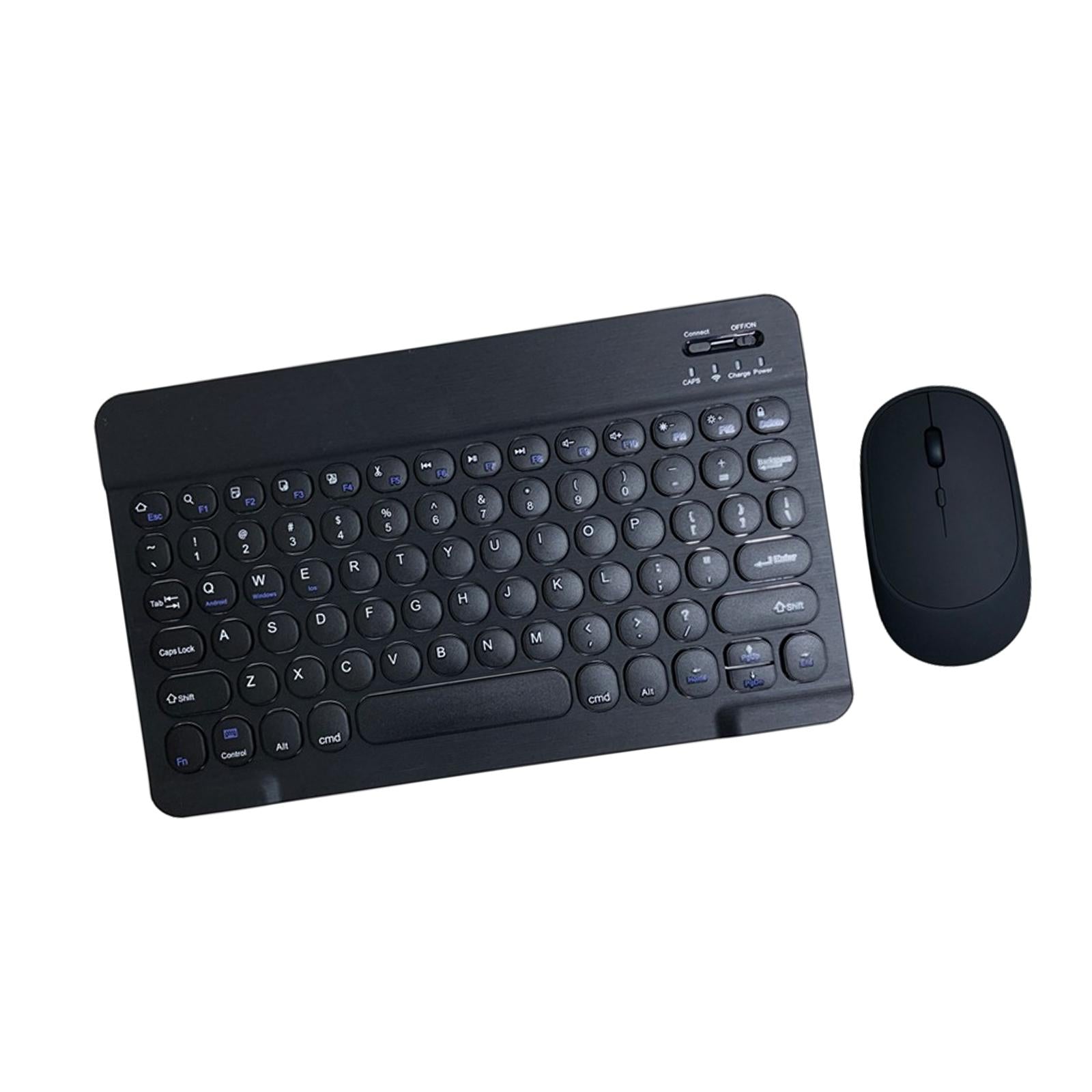 Round Keycap Wireless Bluetooth Keyboard for Phones Laptop Black with Mouse