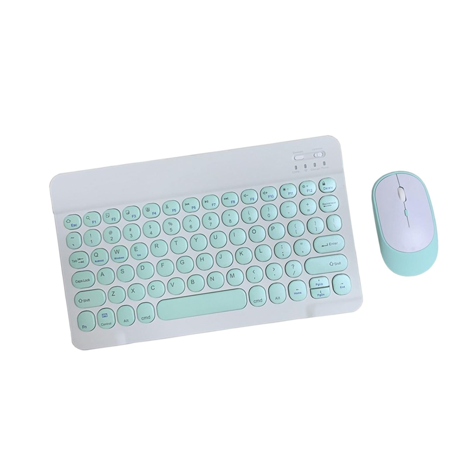 Round Keycap Wireless Bluetooth Keyboard for Phones Laptop Green with Mouse