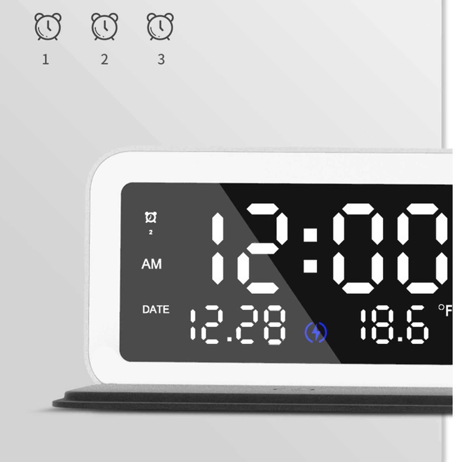 Modern 6 in 1 15W Qi Wireless Charger Multi-Function Alarm Clock LED Display