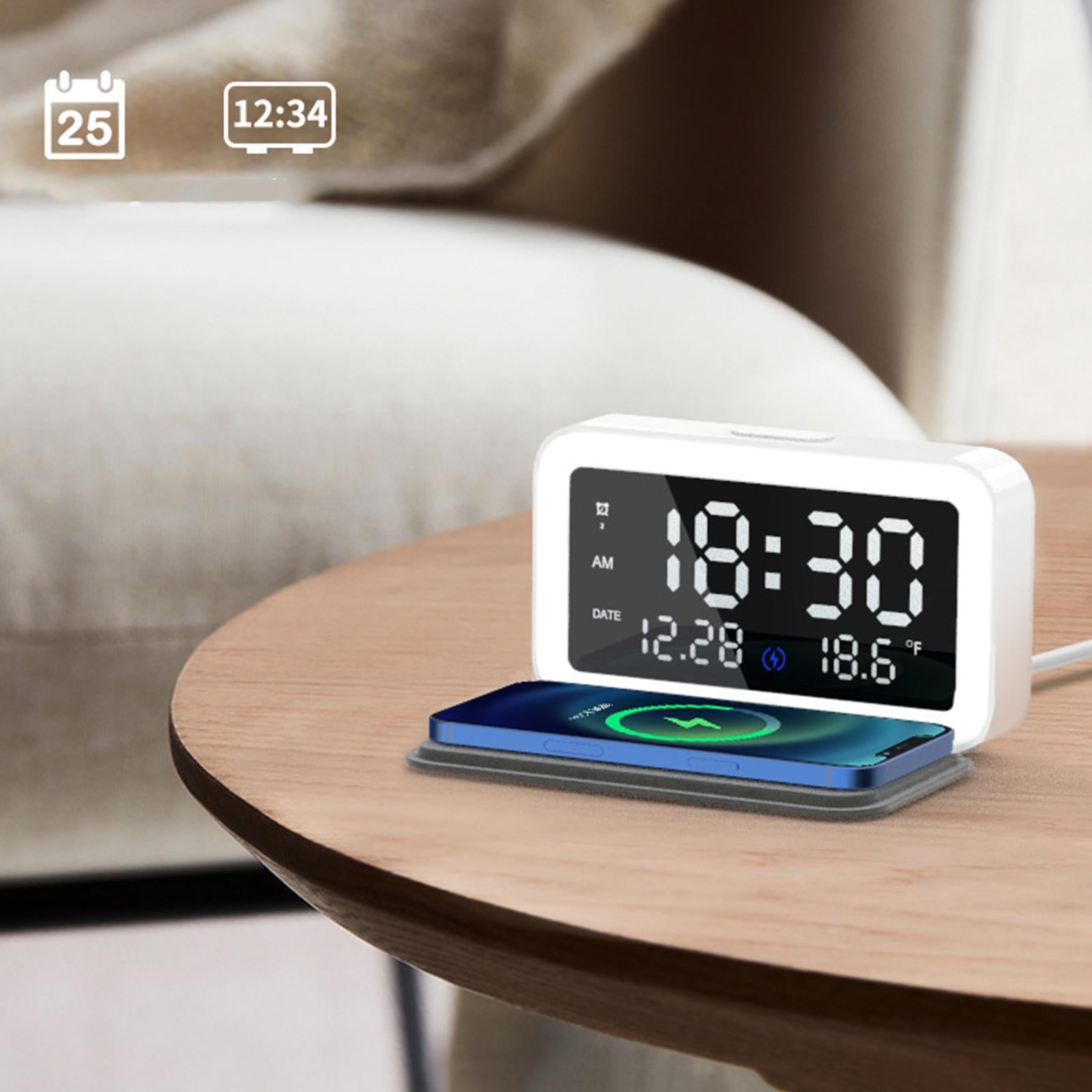 Modern 6 in 1 15W Qi Wireless Charger Multi-Function Alarm Clock LED Display