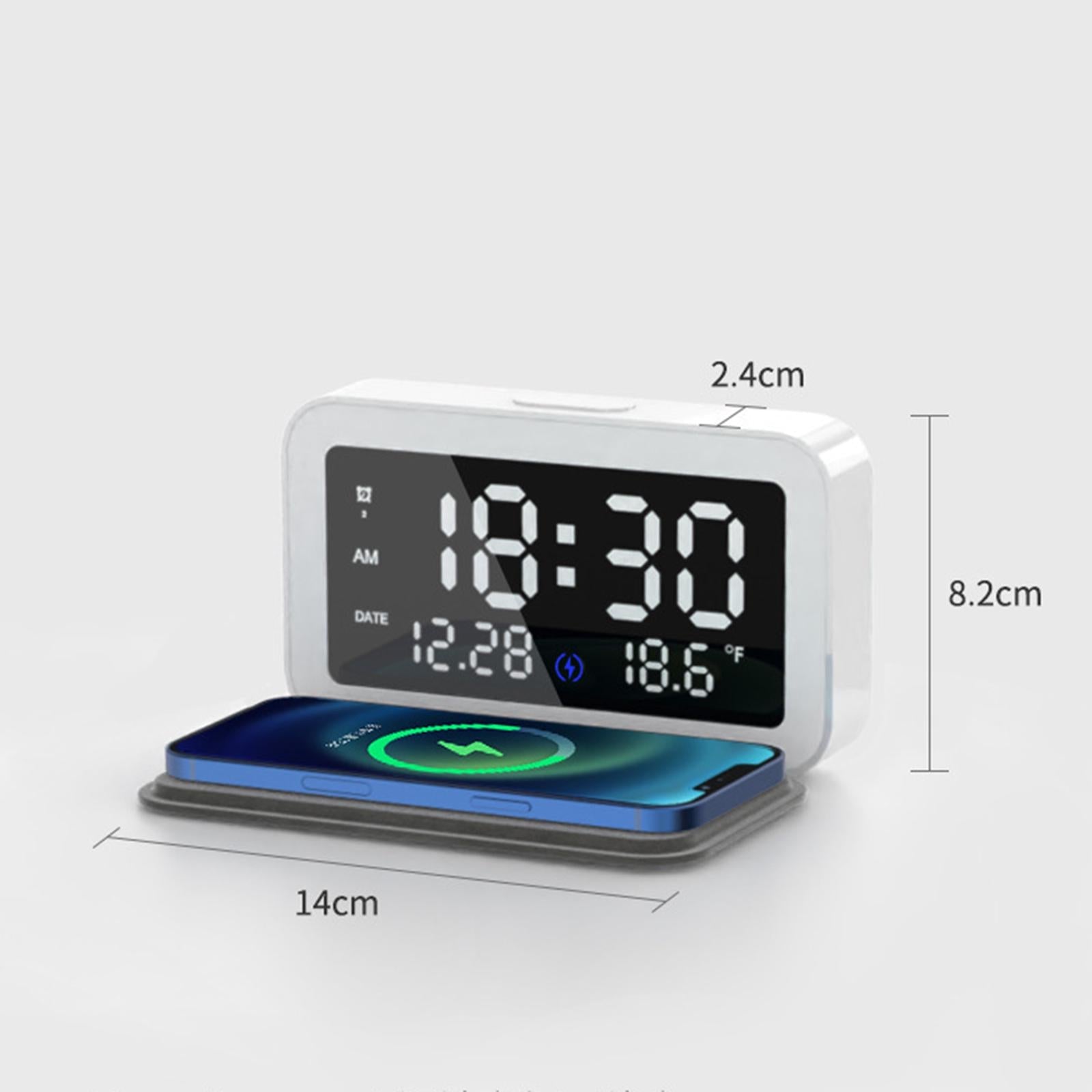 Modern 6 in 1 15W Qi Wireless Charger Multi-Function Alarm Clock LED Display