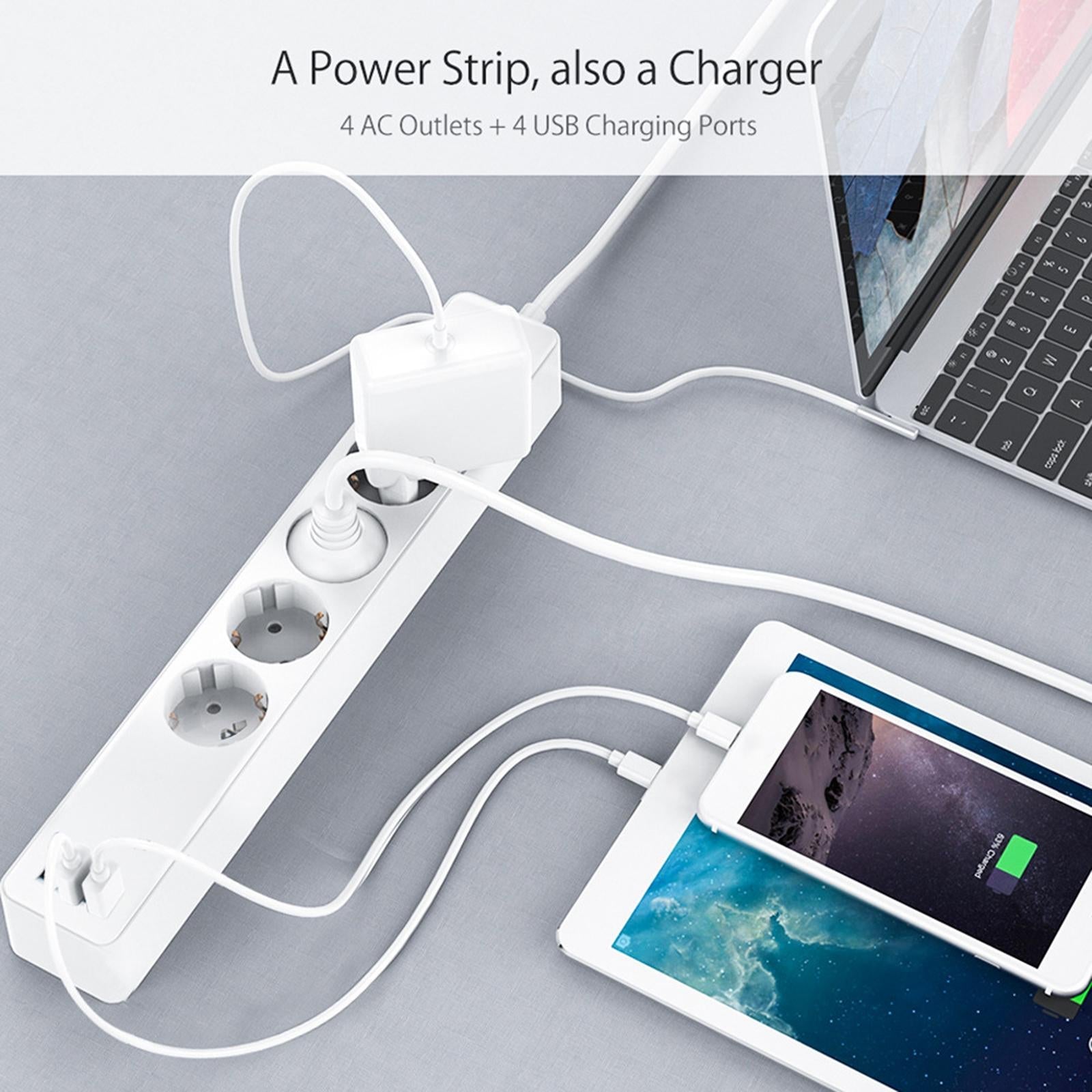 WiFi Smart Power Strip Extension 4 USB Ports Compatible with iOS for Home