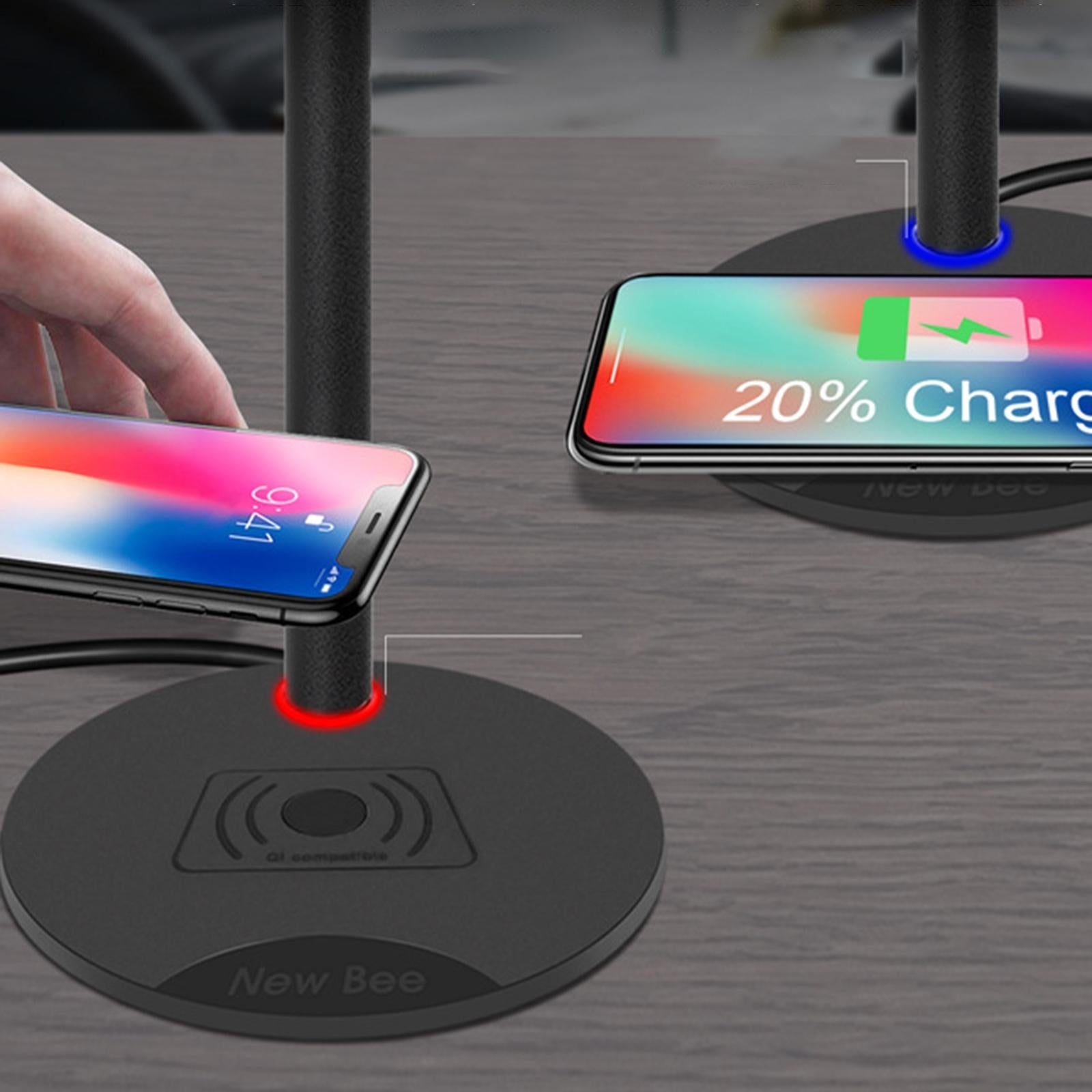 Desk Wireless Fast Charging Headphone Stand for Gamer for Qi Phones Black