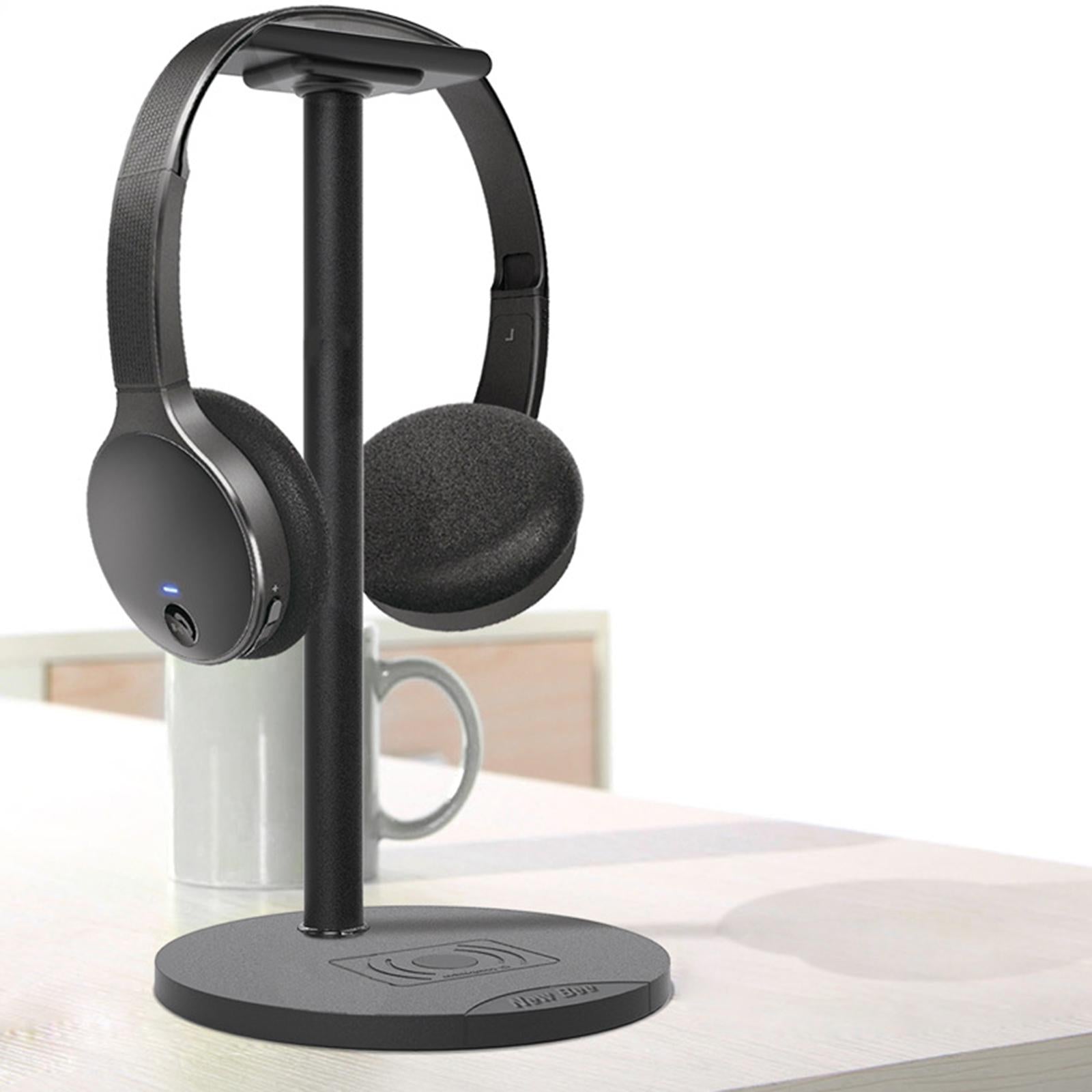 Desk Wireless Fast Charging Headphone Stand for Gamer for Qi Phones Black