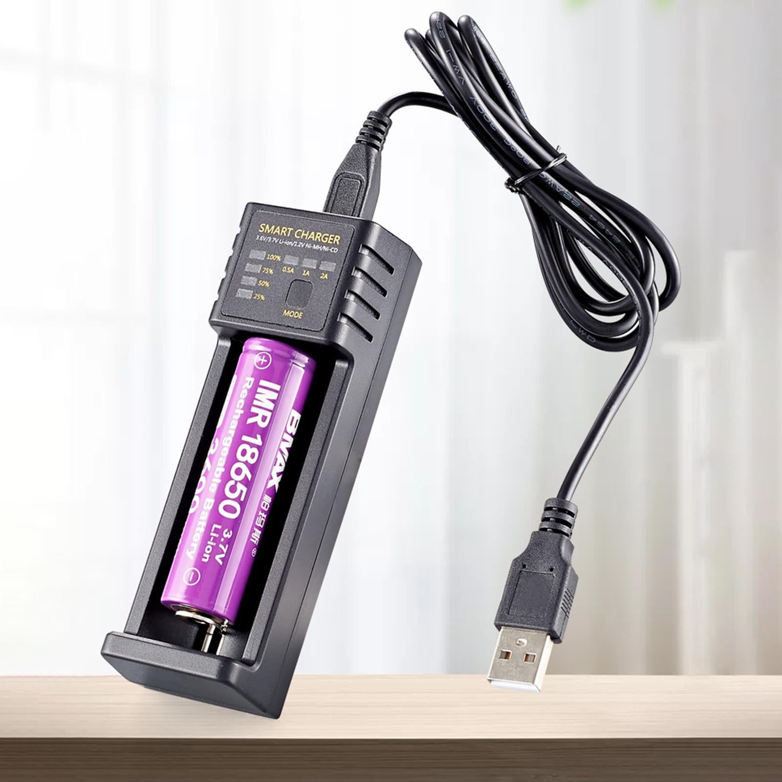 Universal 18650 Battery Charger with USB Port for 3.6V/3.7V LI-Ion Battery