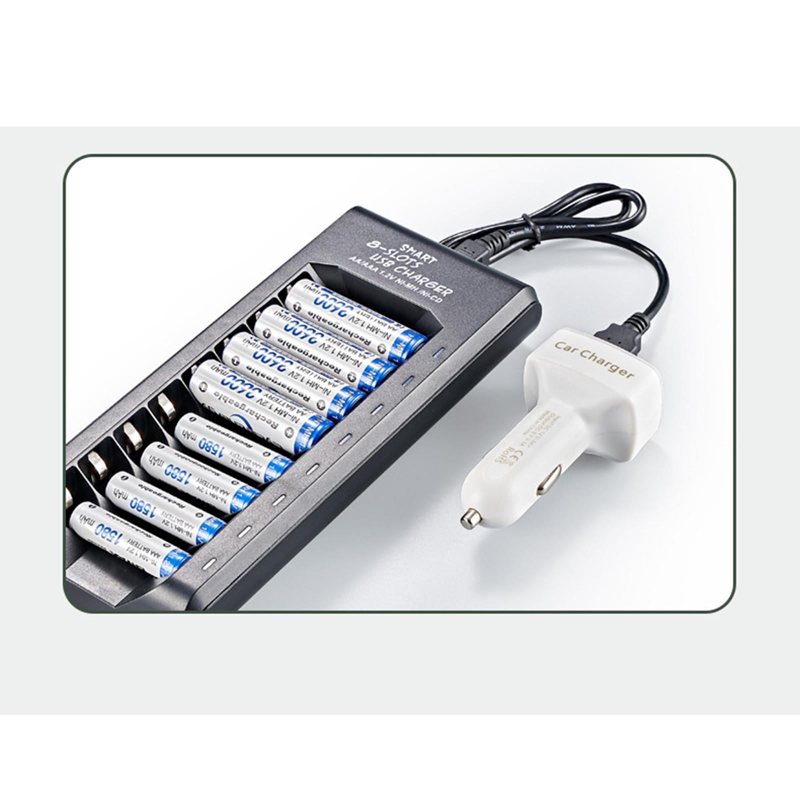 Smart 8-slot 1.2V Ni-MH AA/AAA Battery Rechargeable USB Charger Easy Carry