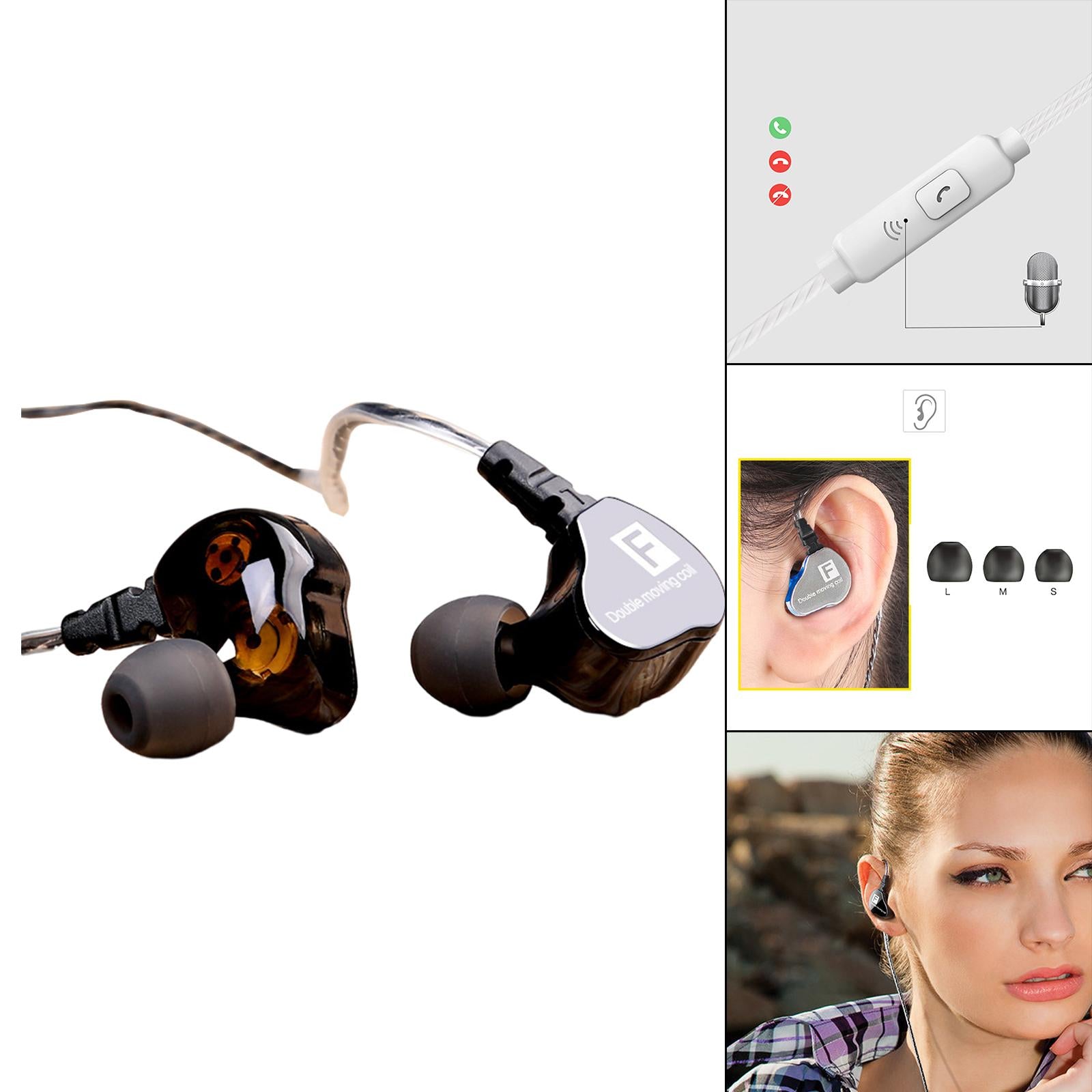 Earphones Headphones Wired in-Ear Earbuds Hi-fi Headset Stereo  Black