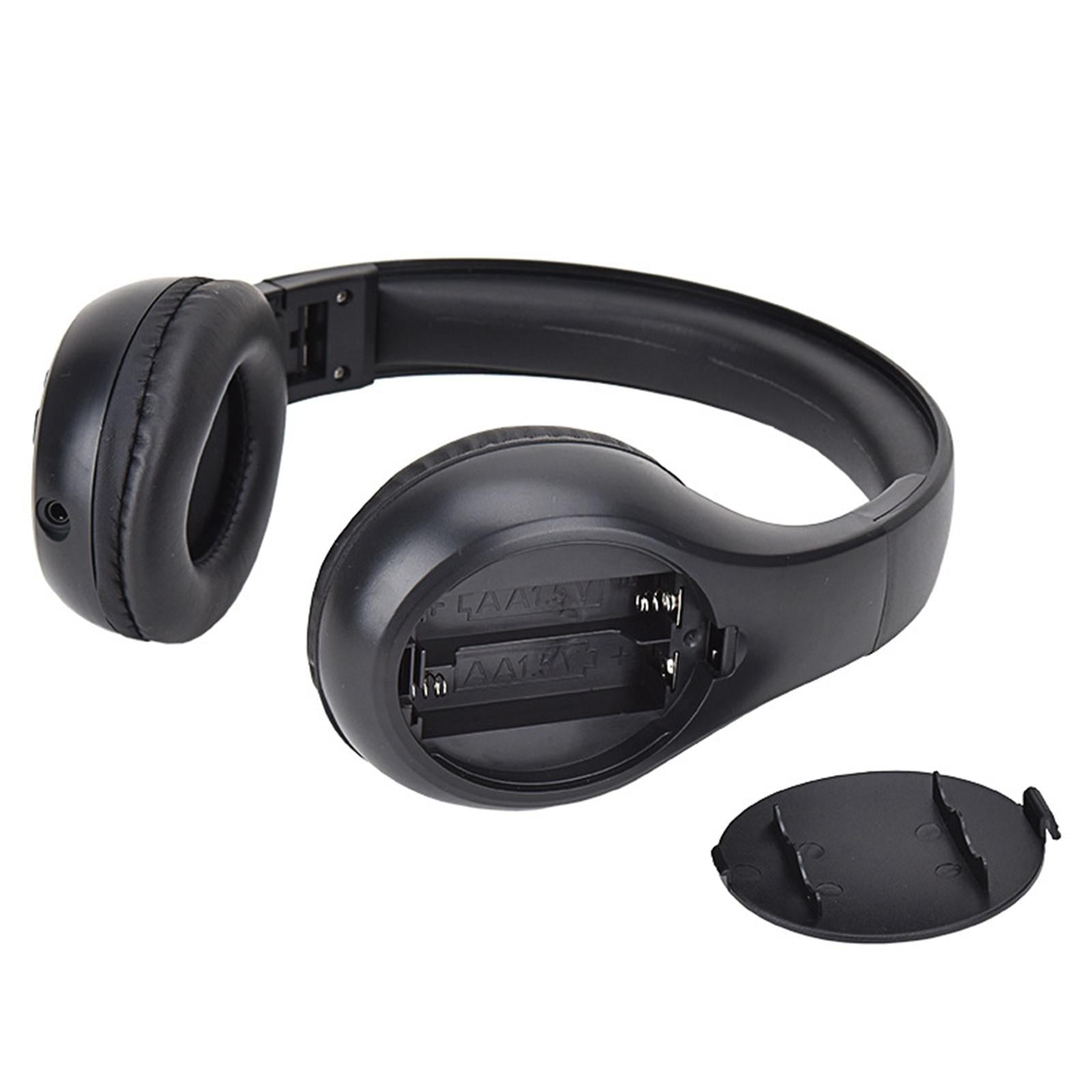 Head-Mounted FM Headset Foldable Headphone with External Antenna Tool Black