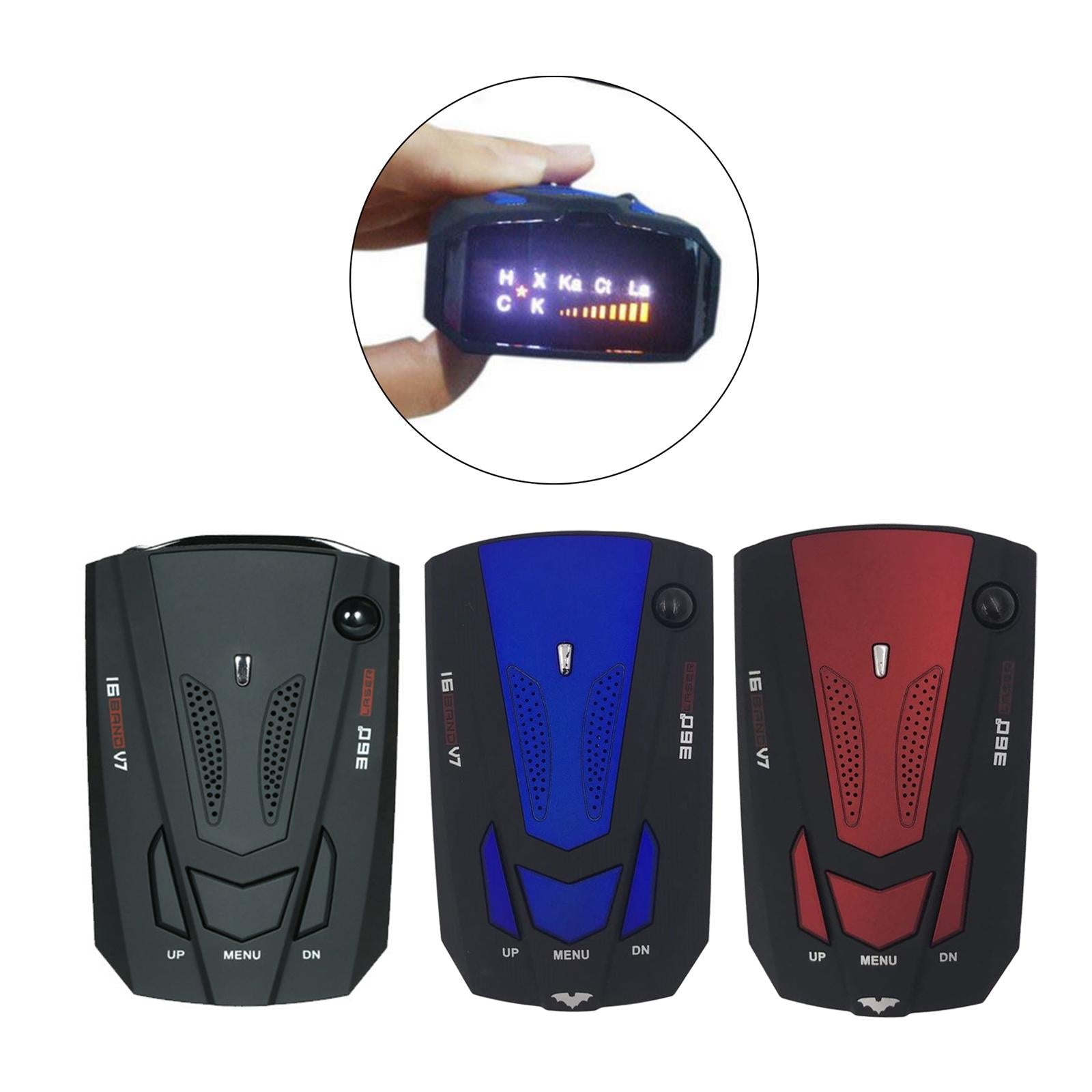 V7 360 Degree 16 Band Car Detector Laser Speed Detector Black