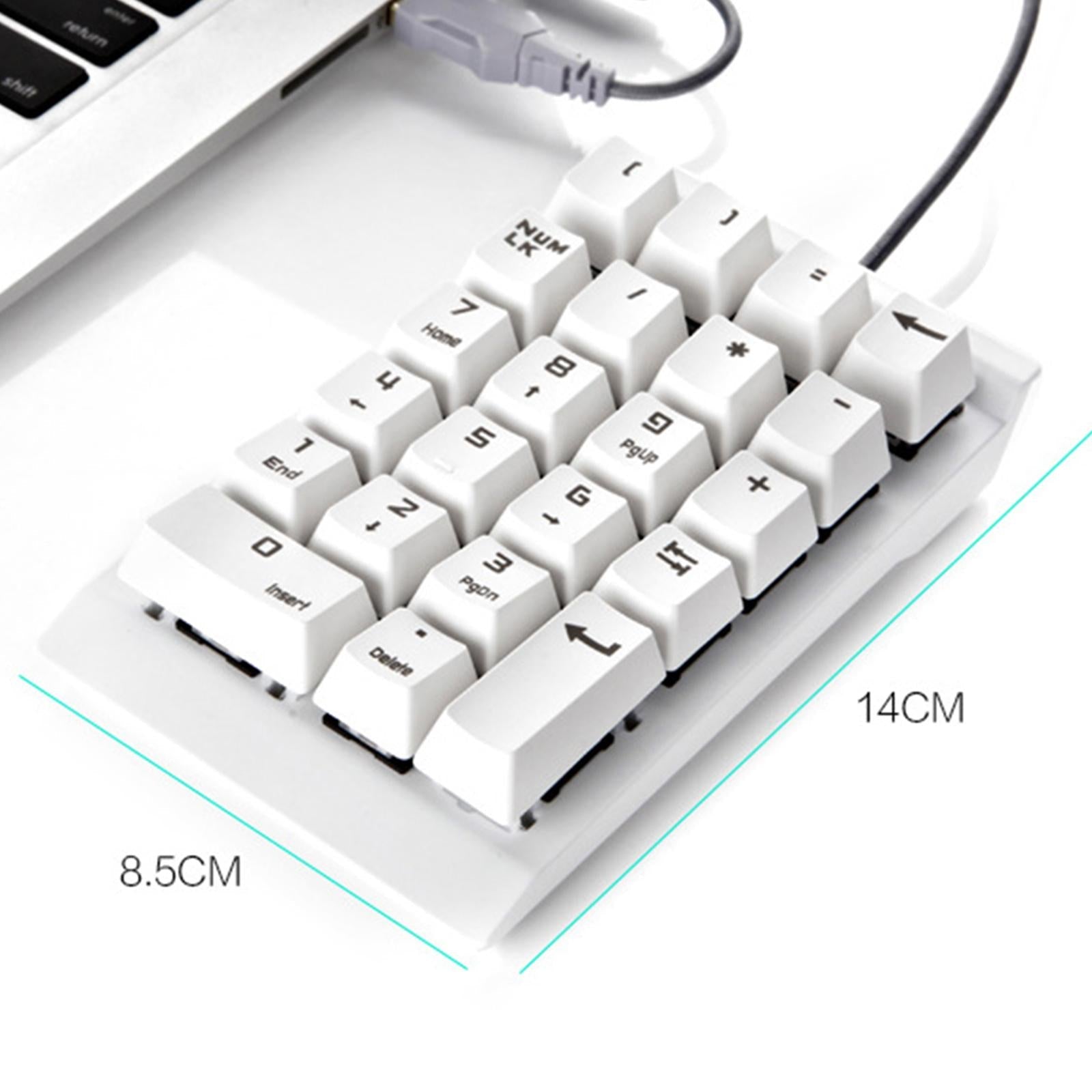 Wired Numeric Keypad Financial Accounting Laptop PC 22-Key Numpad White